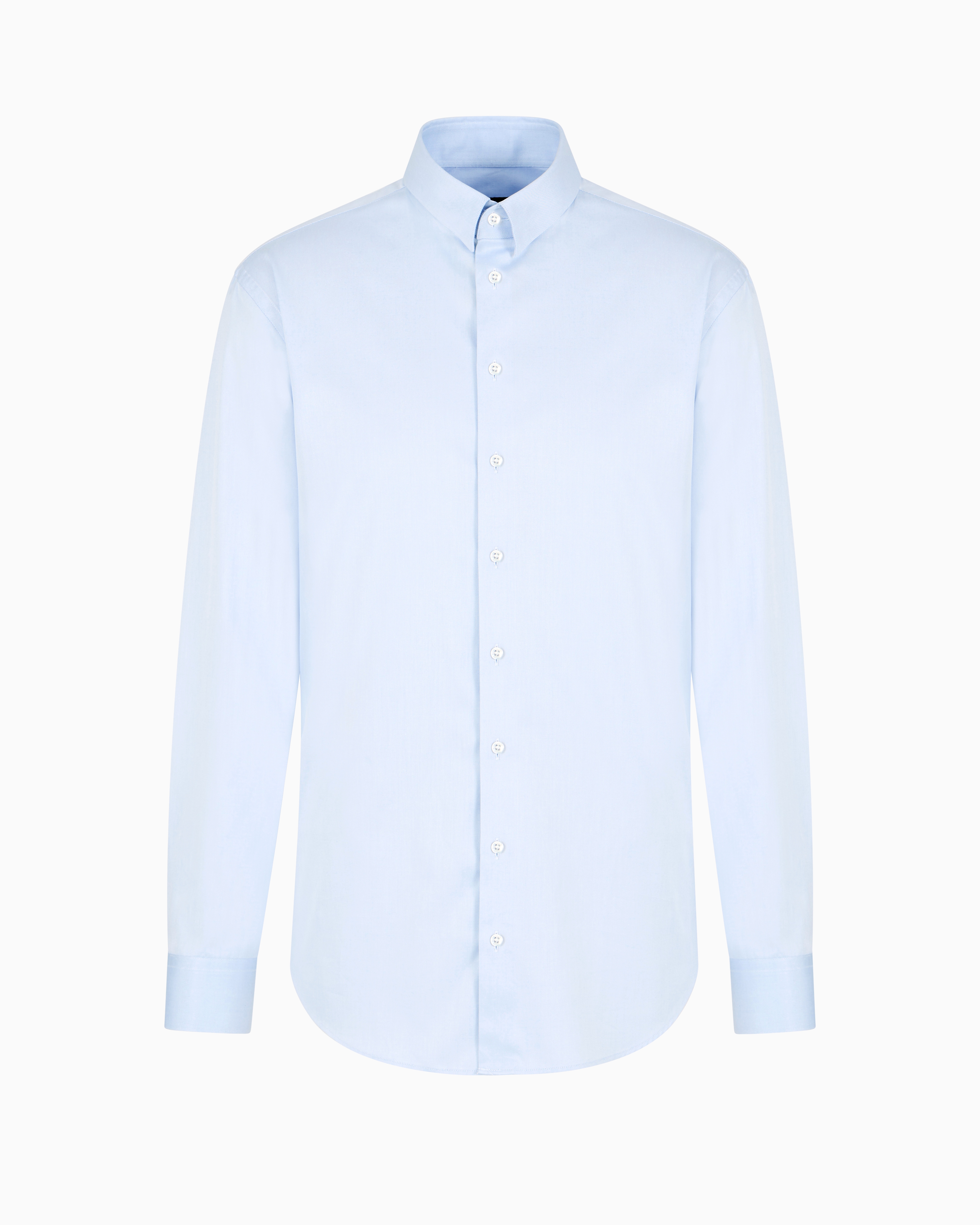 Giorgio Armani Official Store Cotton Twill Shirt In Azure