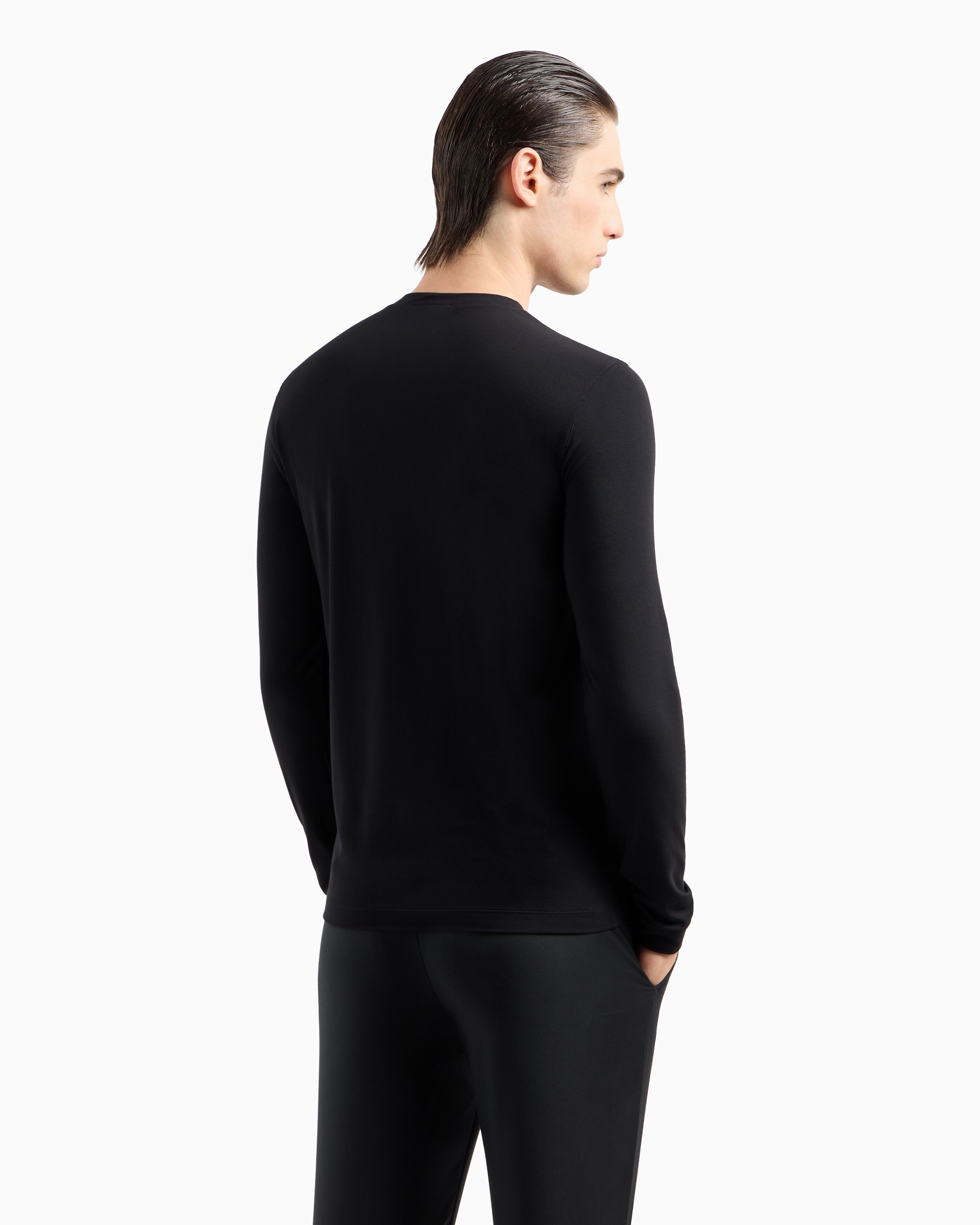 GIORGIO ARMANI STRETCH VISCOSE JERSEY JUMPER WITH CREW NECK AND LONG SLEEVES 