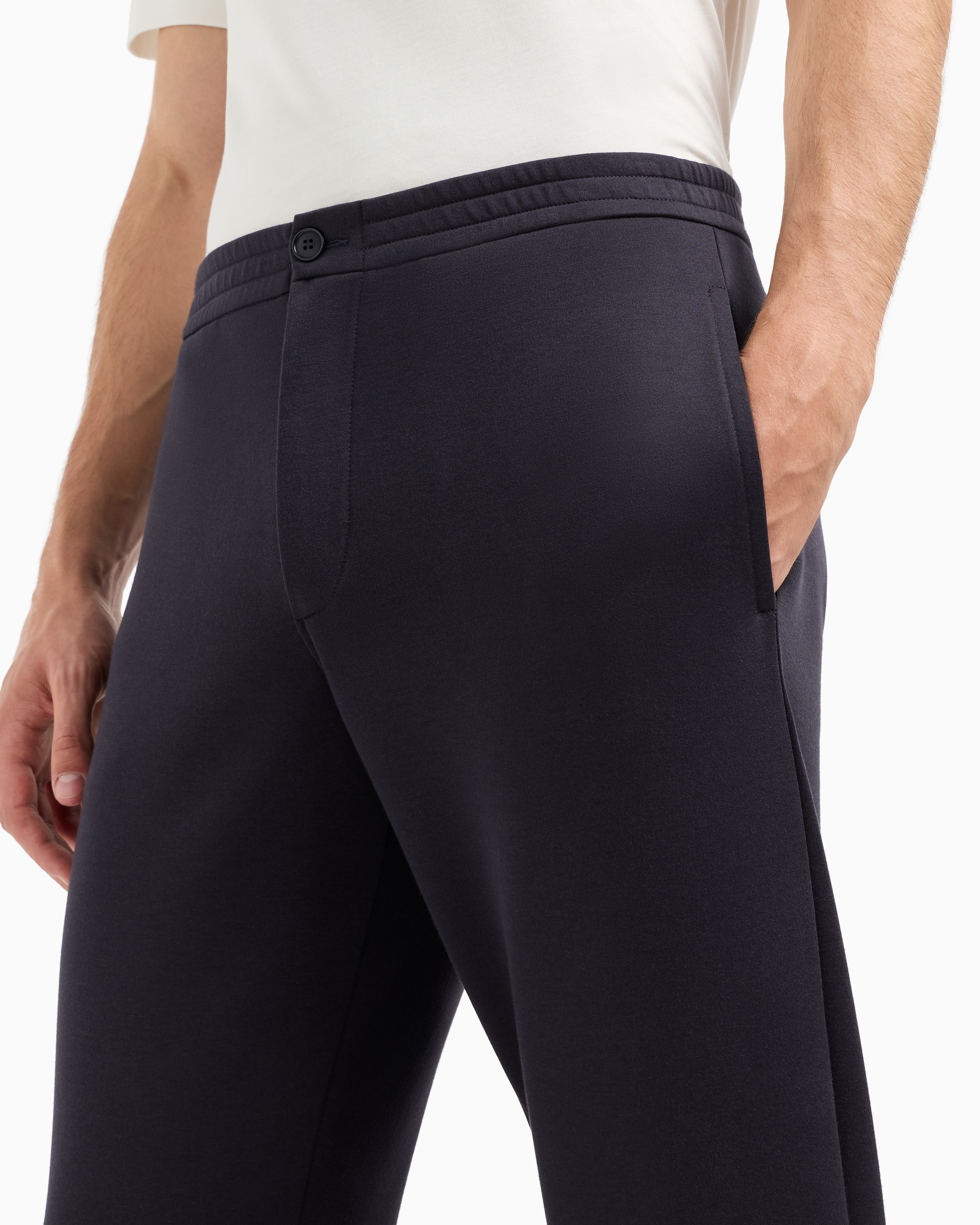 Giorgio Armani Cotton Double-jersey Trousers In Navy Blue