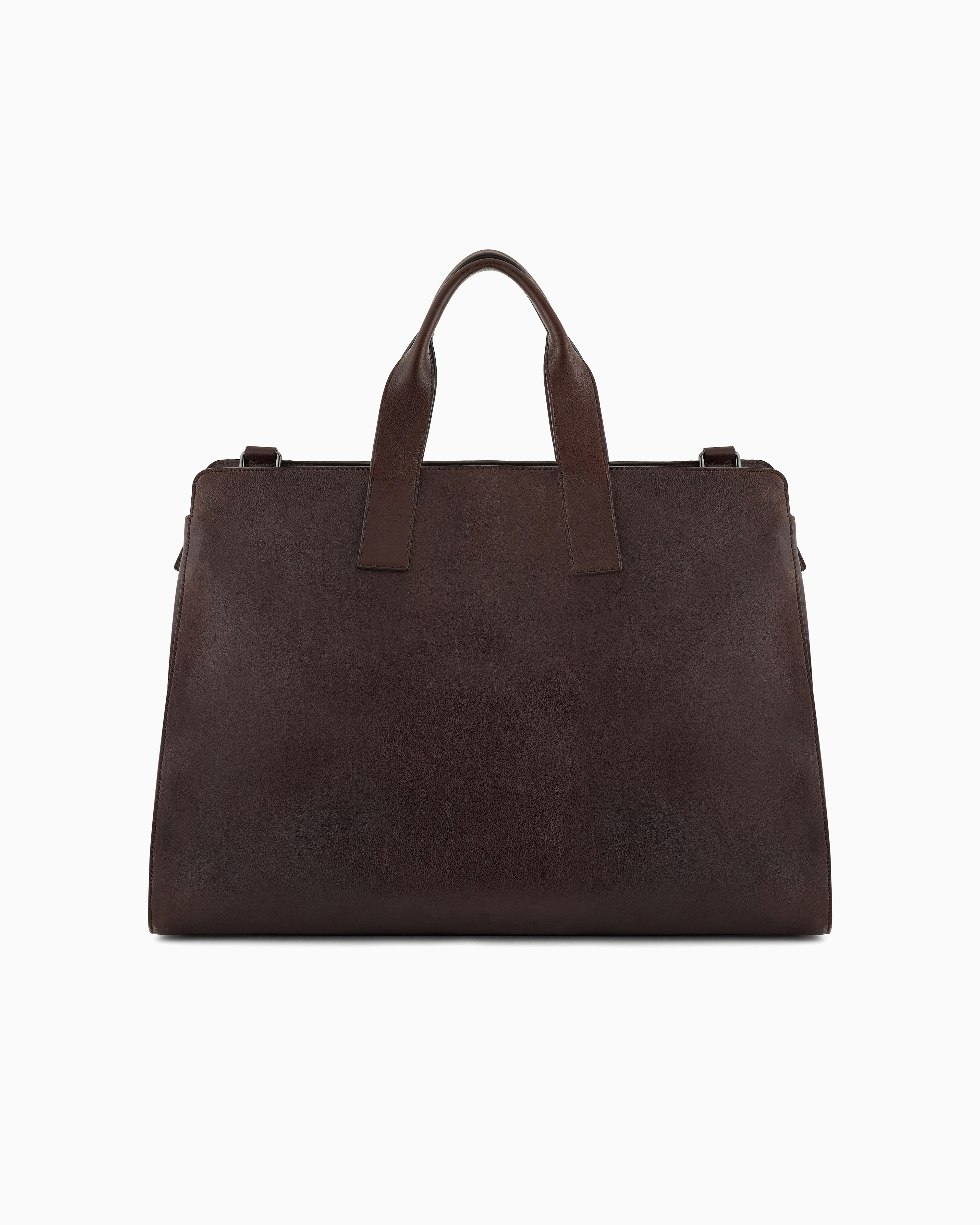 EMPORIO ARMANI LEATHER DUFFEL BAG WITH EMBOSSED LOGO