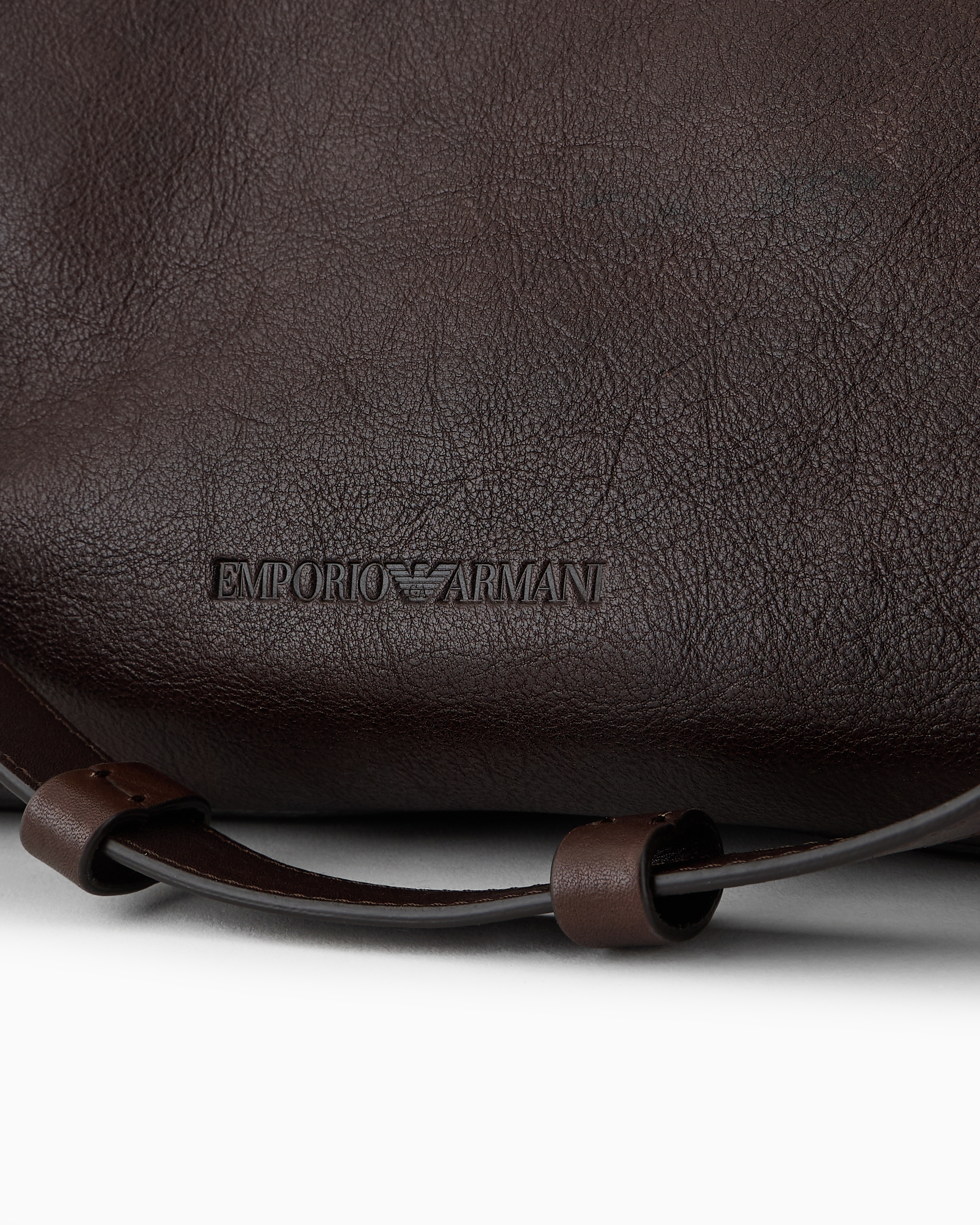 EMPORIO ARMANI LEATHER DUFFEL BAG WITH EMBOSSED LOGO