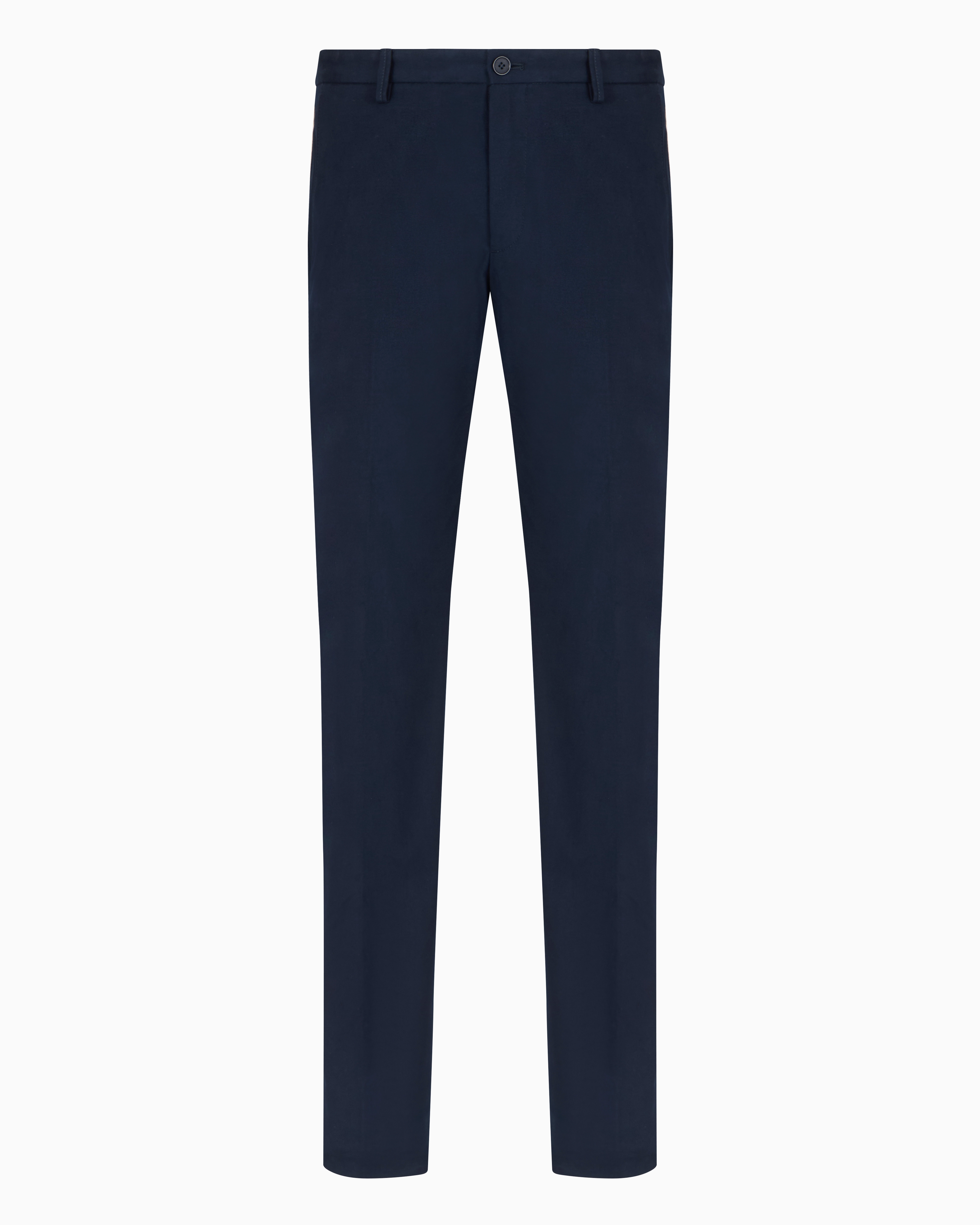 Giorgio Armani Official Store Stretch Cashmere And Cotton Trousers In Navy Blue