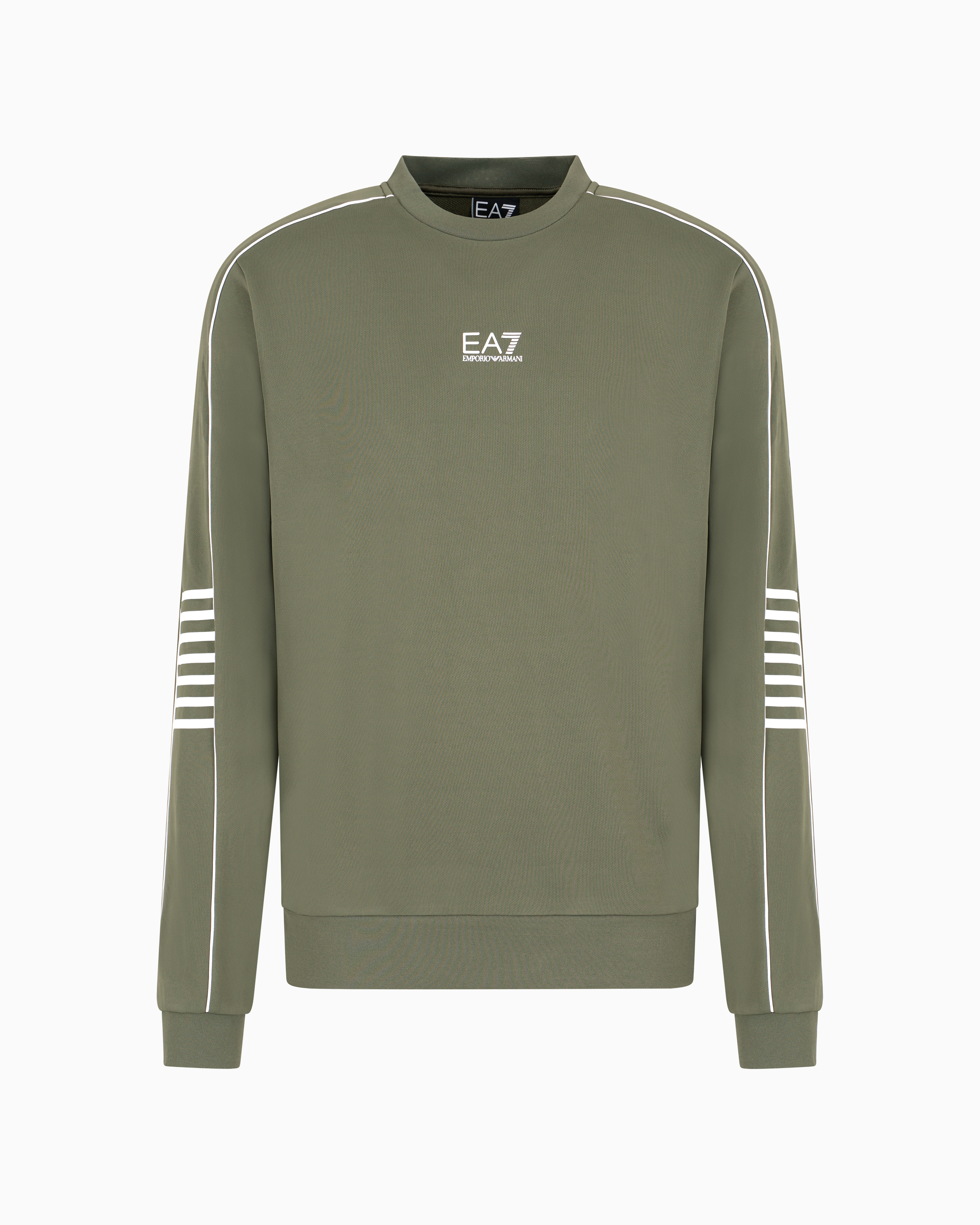 Ea7 Official Store Core Identity Technical-fabric Crew-neck Sweatshirt In Green