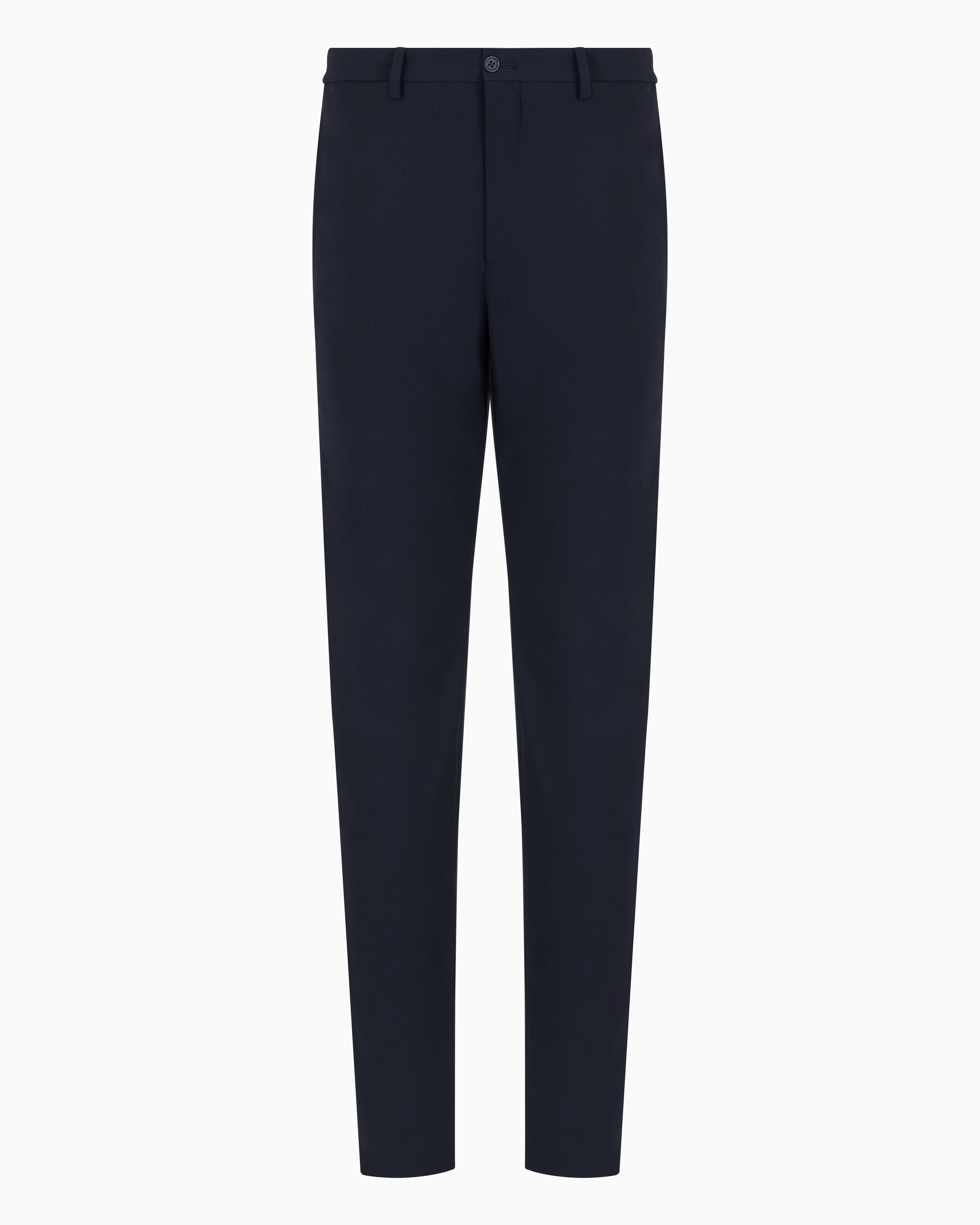 Giorgio Armani Official Store Two-way Stretch Wool-canvas Trousers In Navy Blue