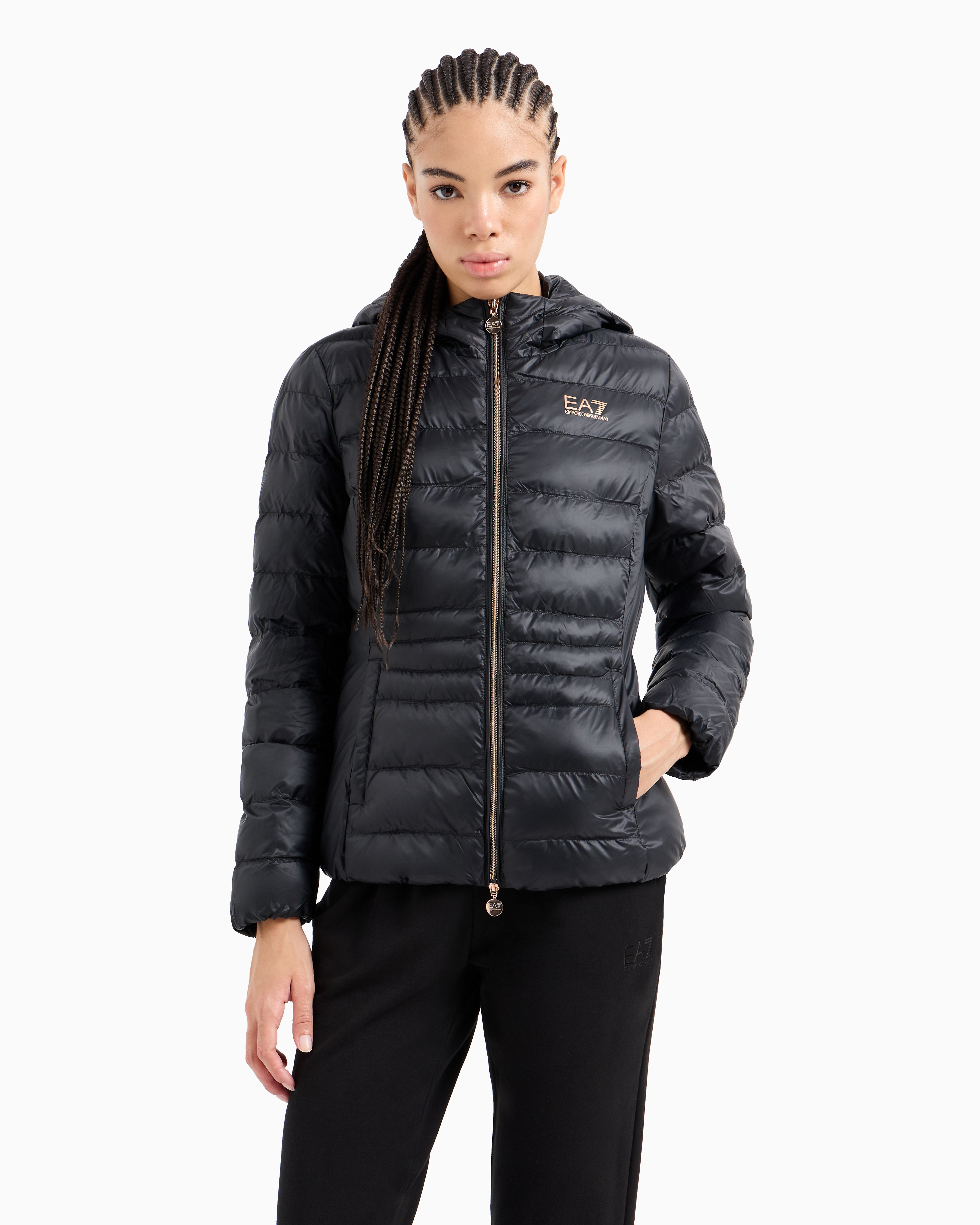 Shop Ea7 Core Lady Nylon Padded Jacket In Black