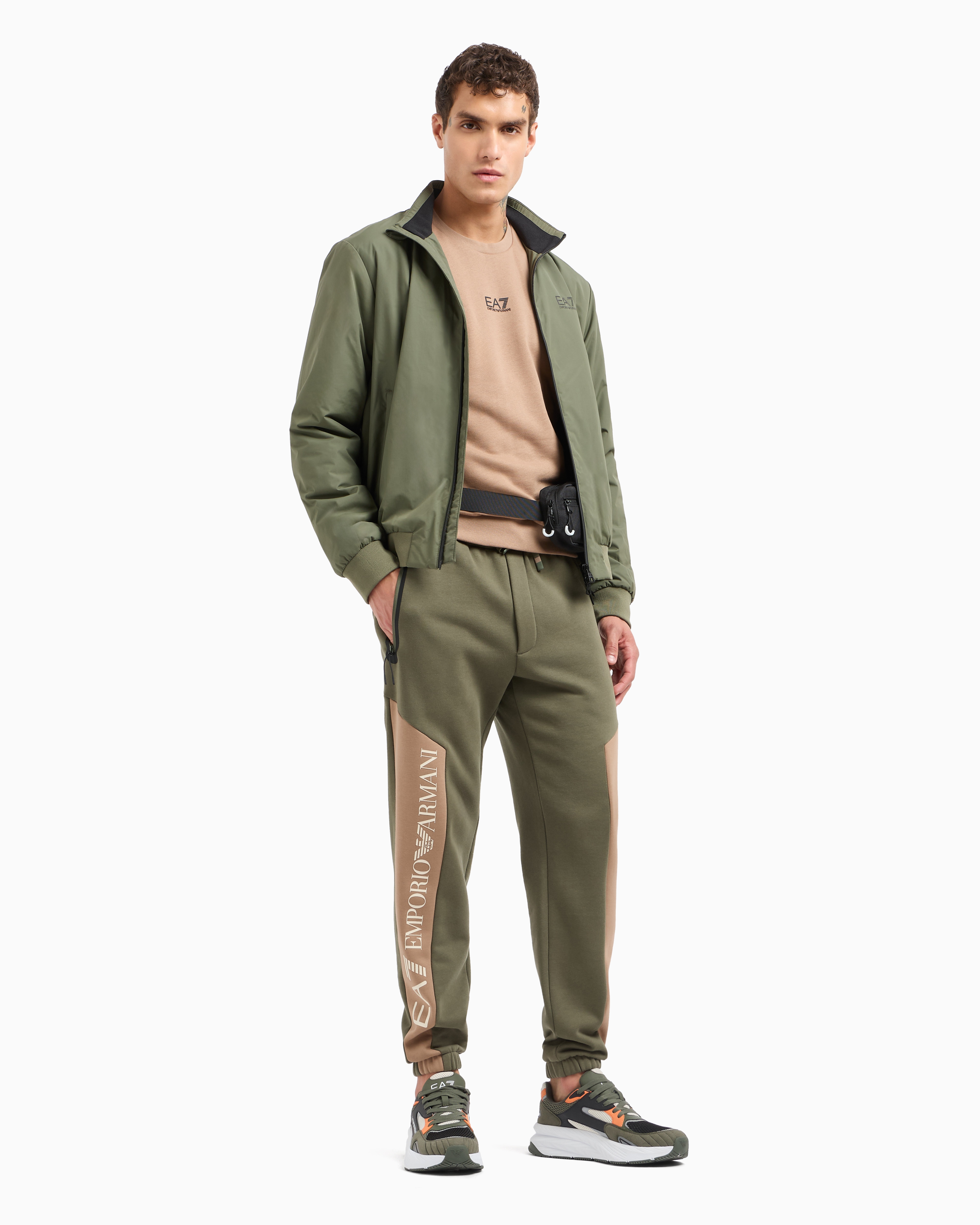 Ea7 Official Store Core Identity Bomber In Technical Fabric In Military Green