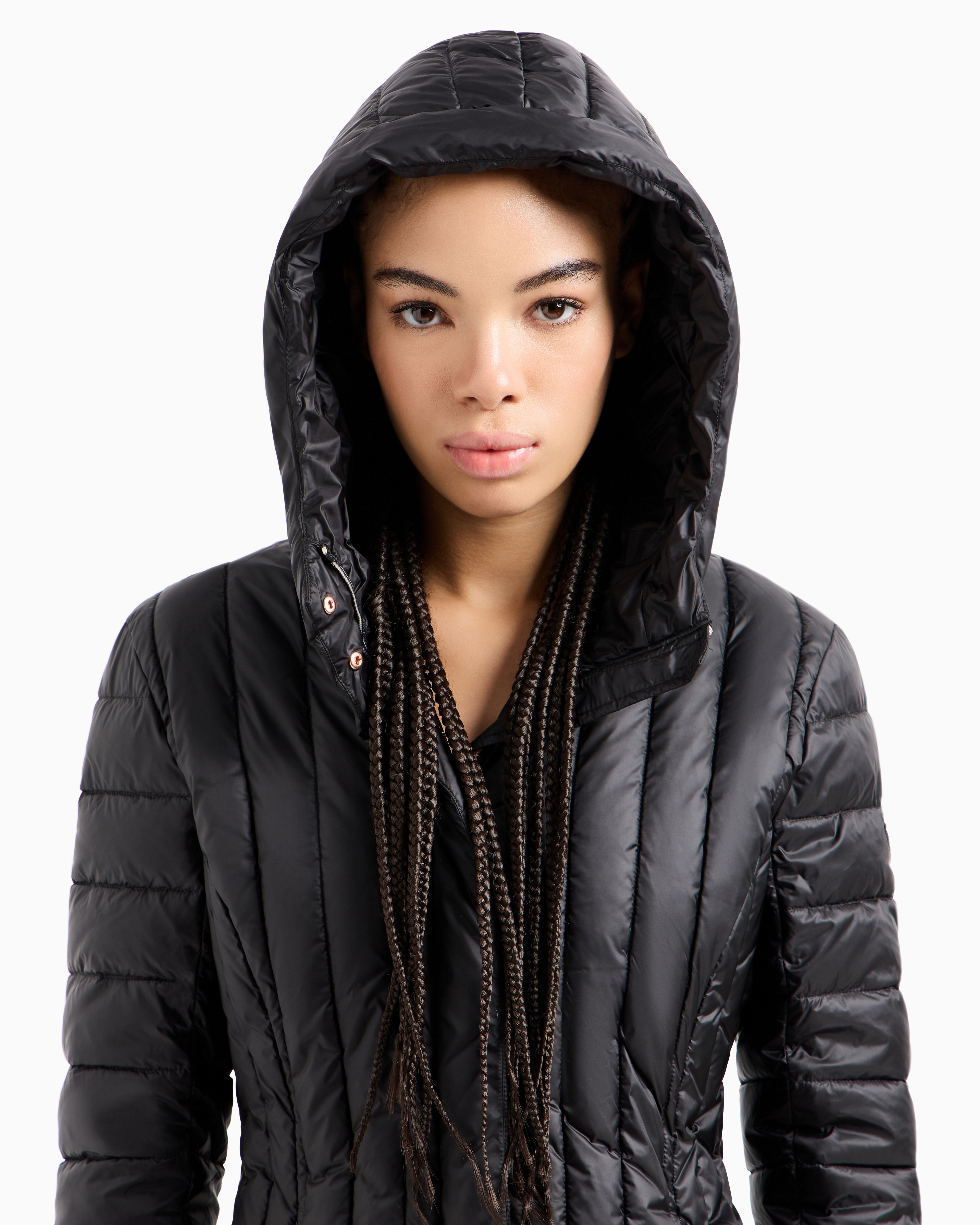 Shop Ea7 Asv Shiny Hooded Jacket With Calidum7 Padding In Black