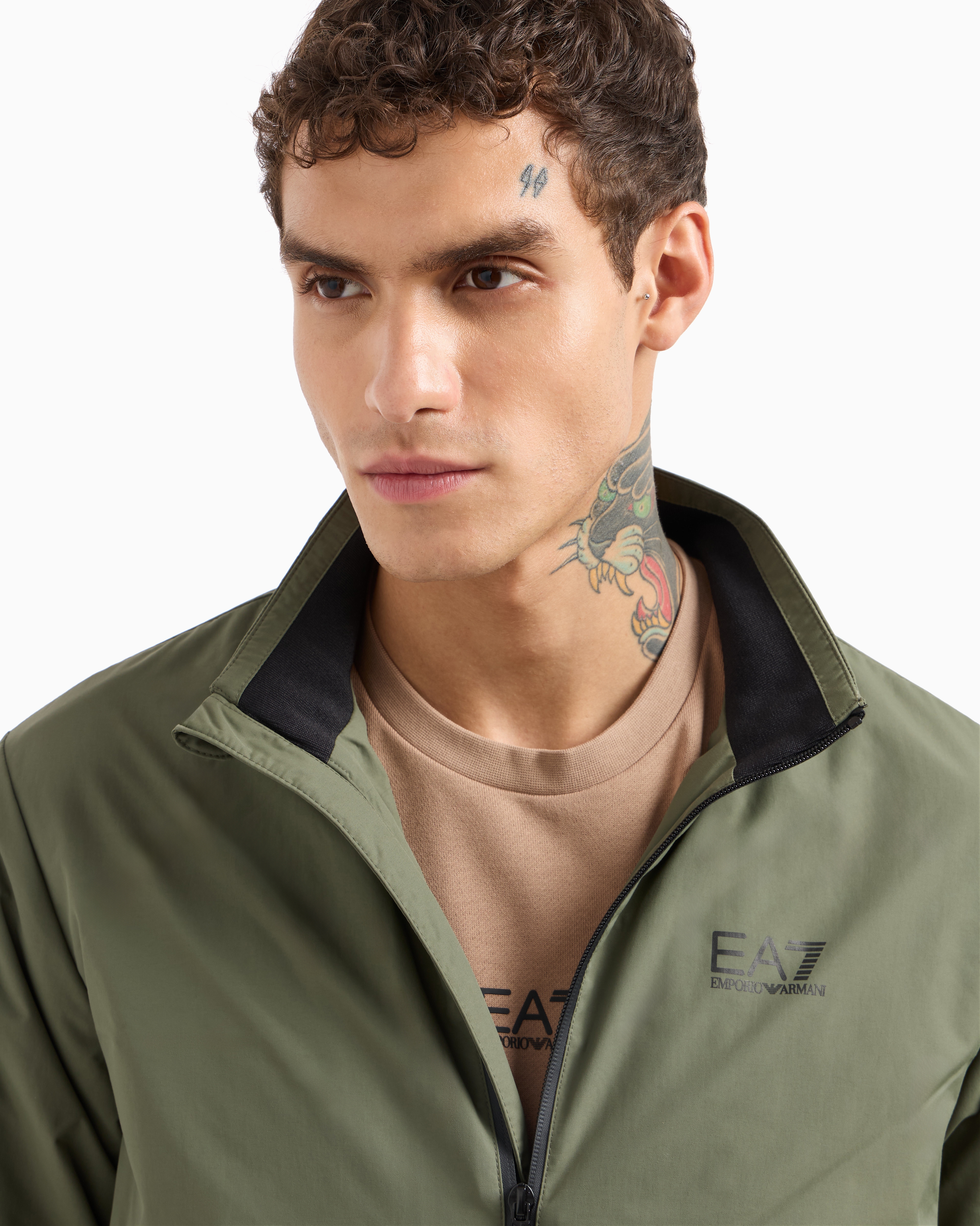 Ea7 Official Store Core Identity Bomber In Technical Fabric In Military Green