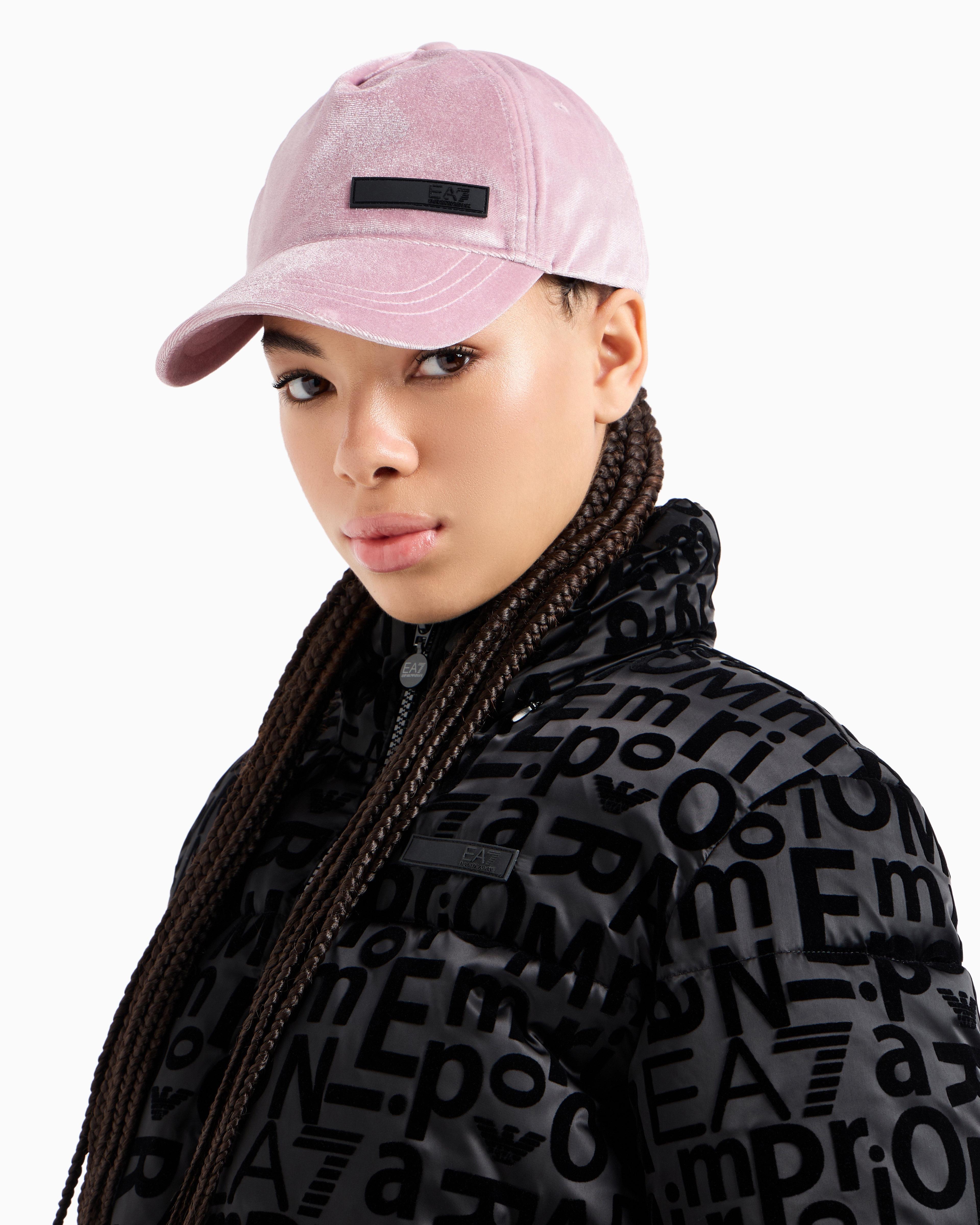 Shop Ea7 Athletic Velour Baseball Cap In Pink