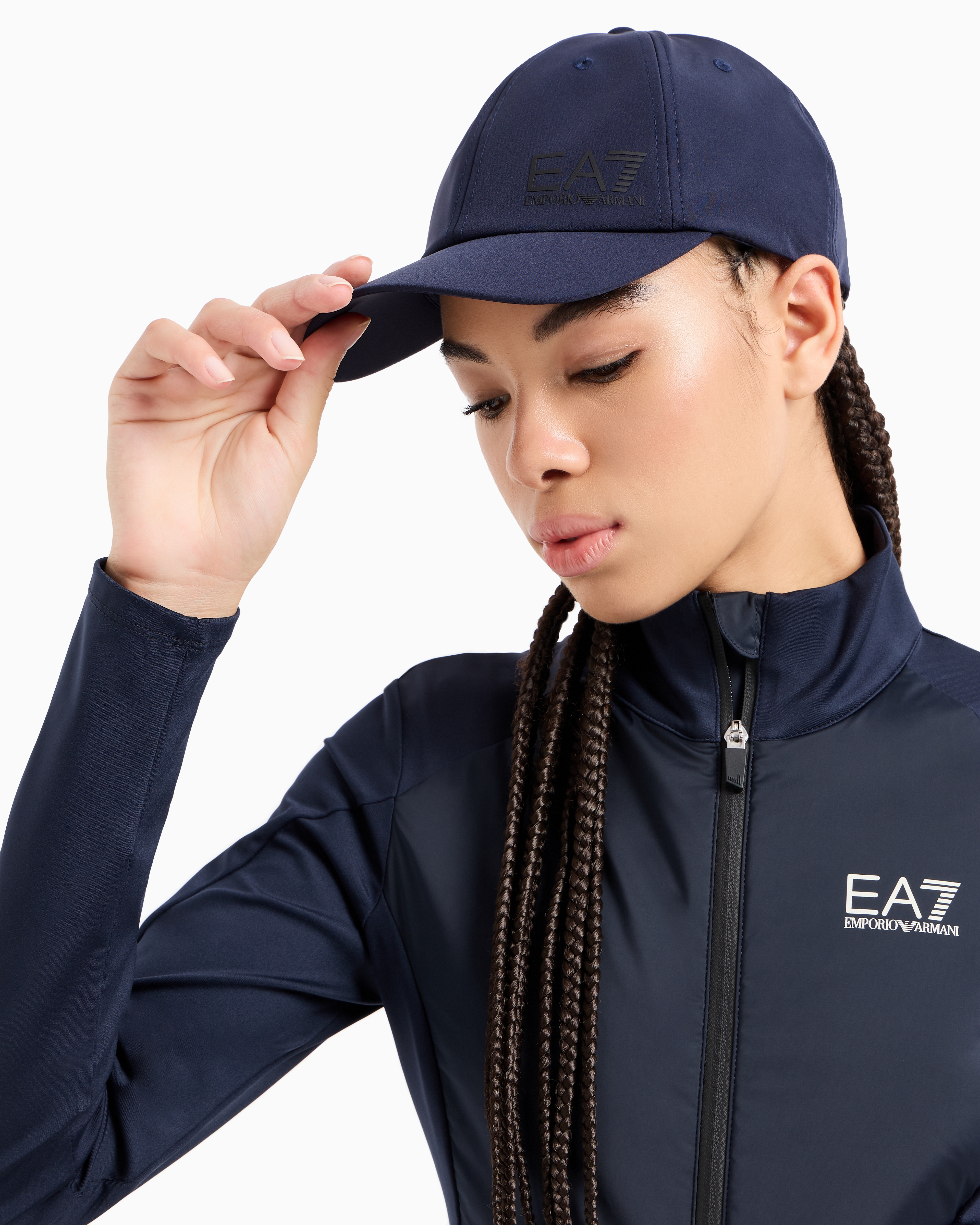 Shop Ea7 Golf Pro Baseball Cap In Technical Fabric In Navy_blue