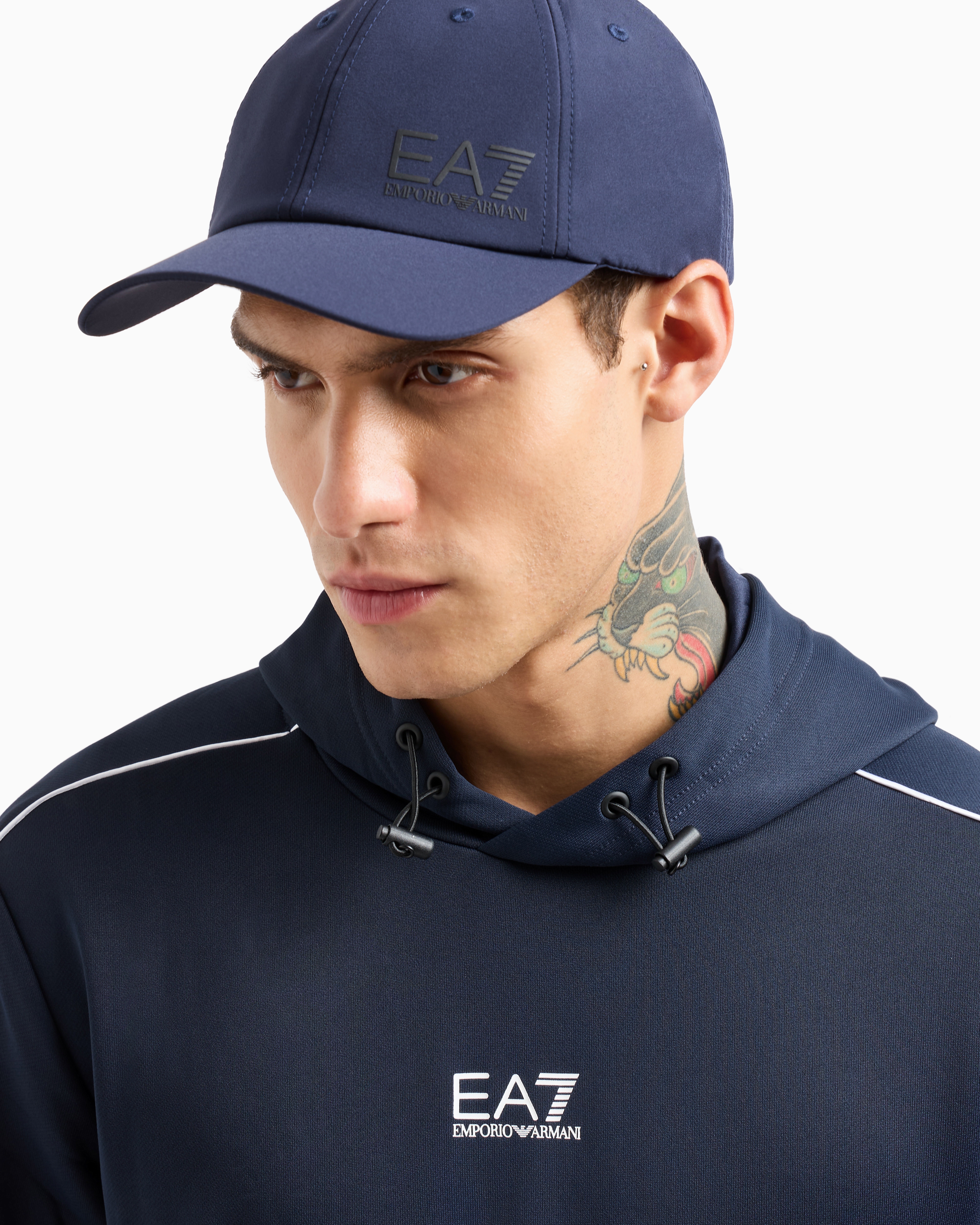 Shop Ea7 Golf Pro Baseball Cap In Technical Fabric In Navy_blue