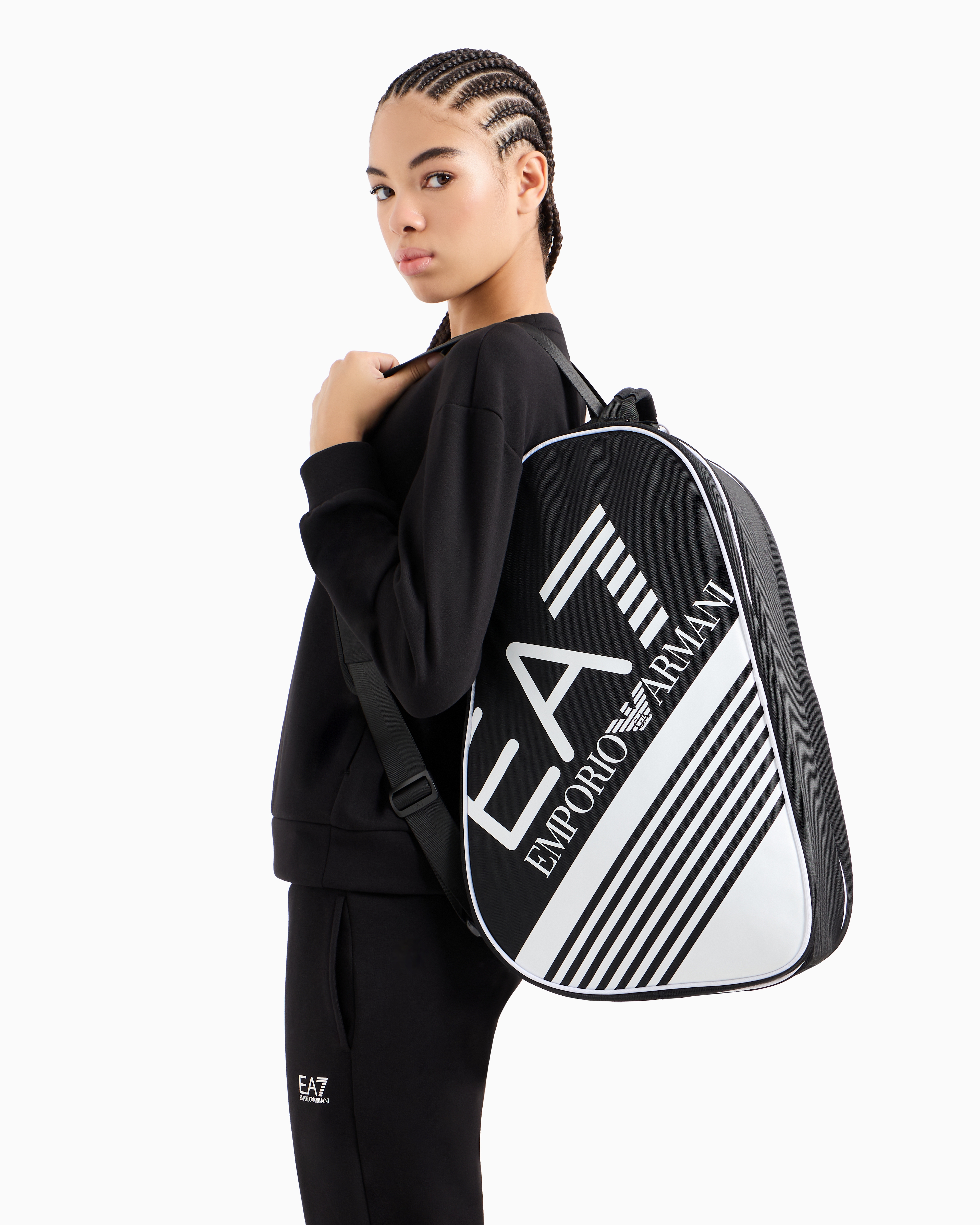 Shop Ea7 Backpack With Padel Racket Pockets In Black