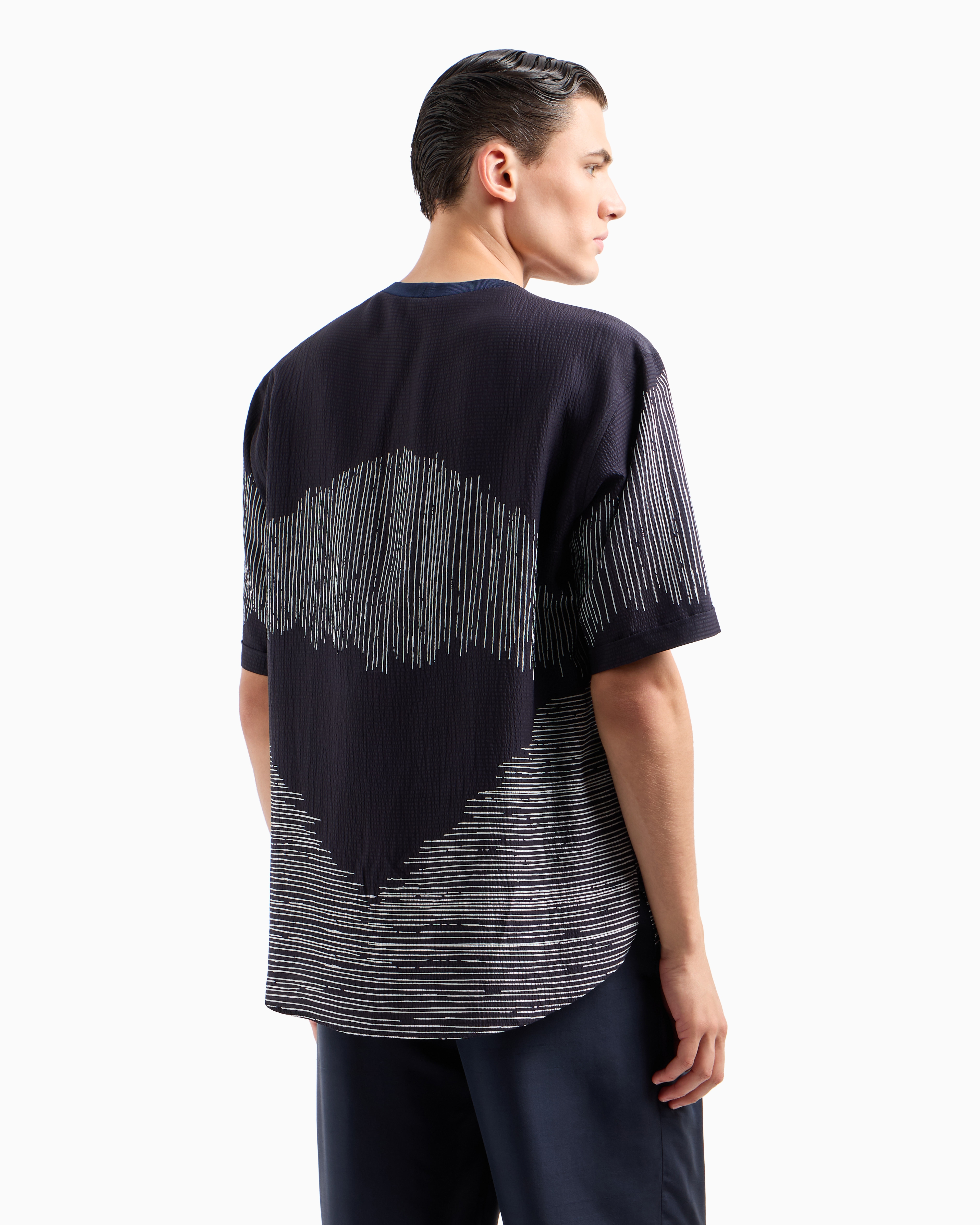 【GIORGIO ARMANI】半袖 シルクサテン Tシャツ プリント入り GIORGIO ARMANI】半袖 シルクサテン Tシャツ プリント入り