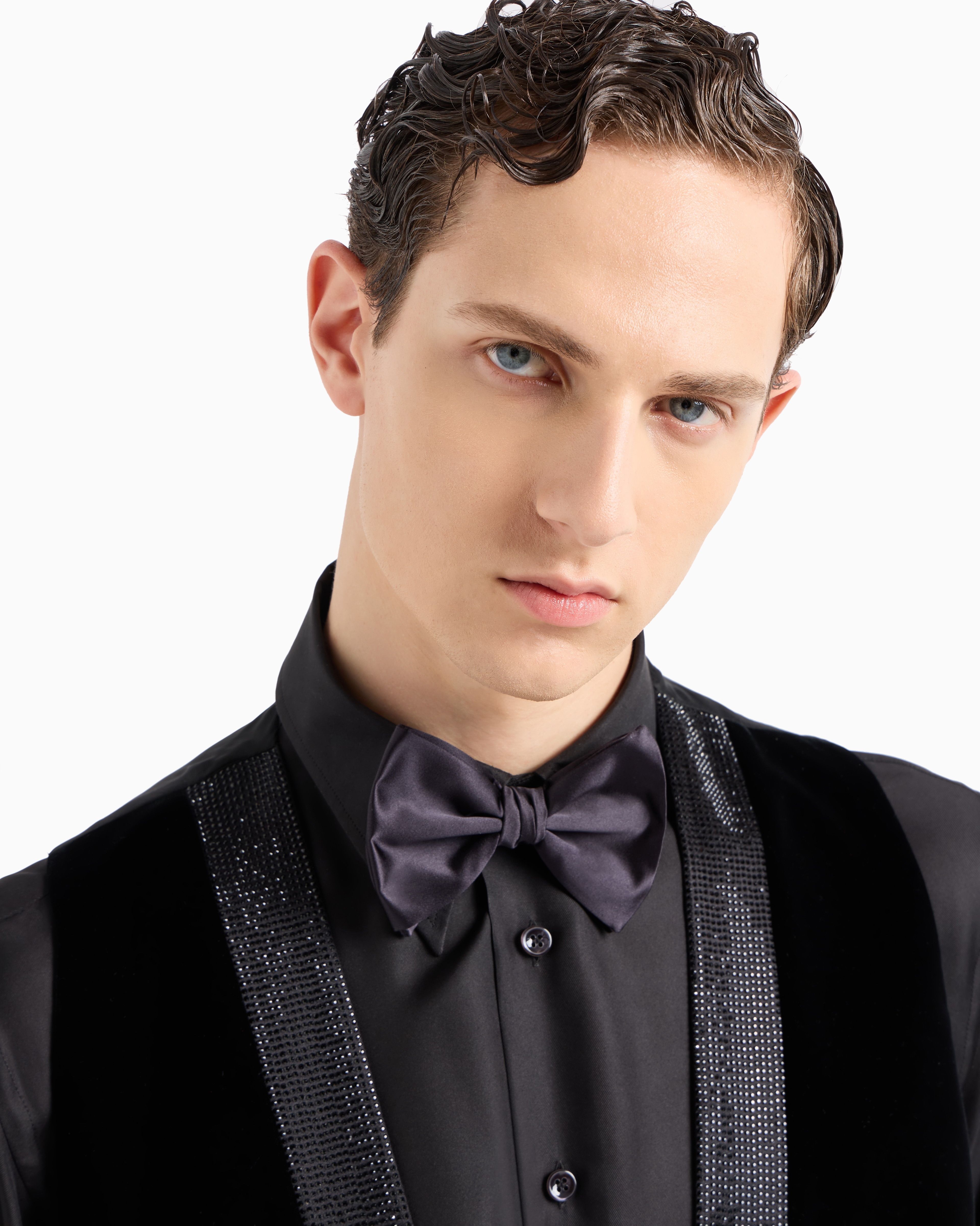 Giorgio Armani Official Store Pure Silk Bow Tie In Bleu