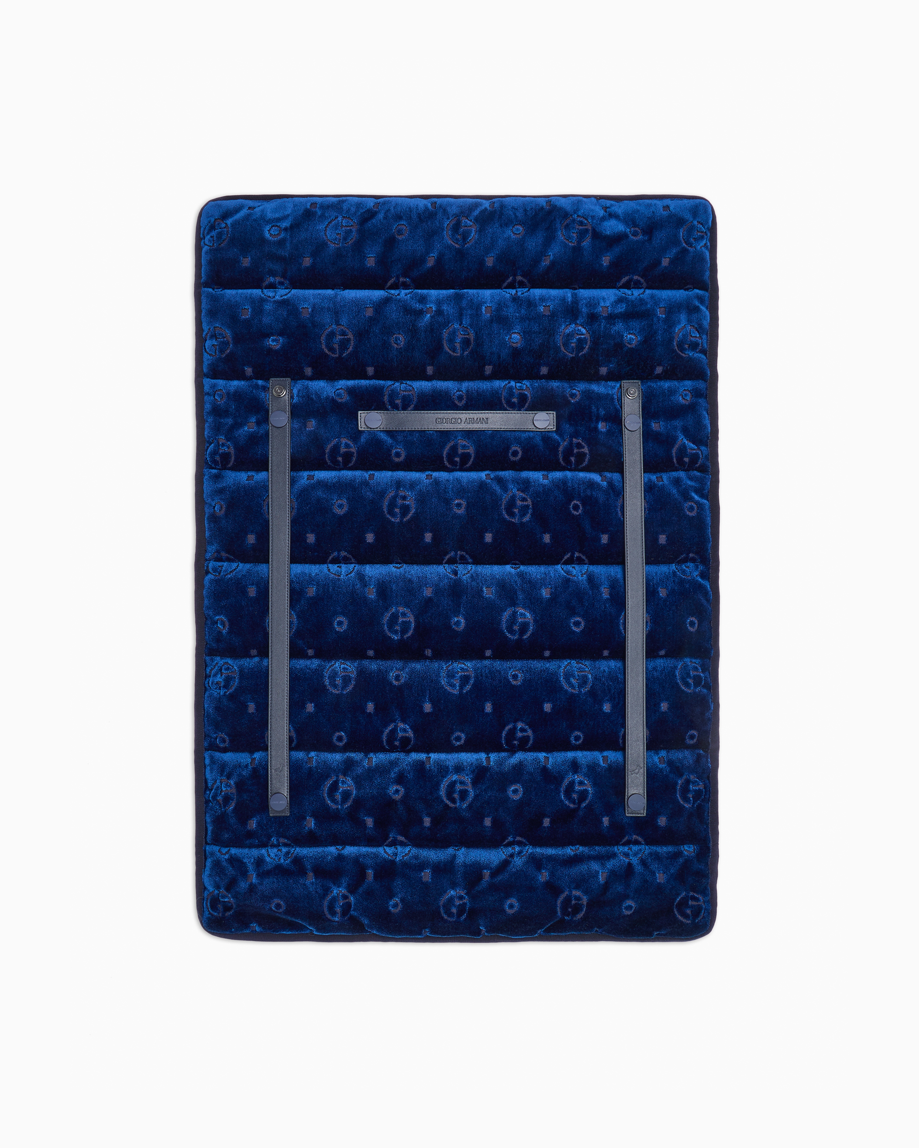Giorgio Armani Poldo X Travel Mat In Monogram Jacquard Velvet In Blue