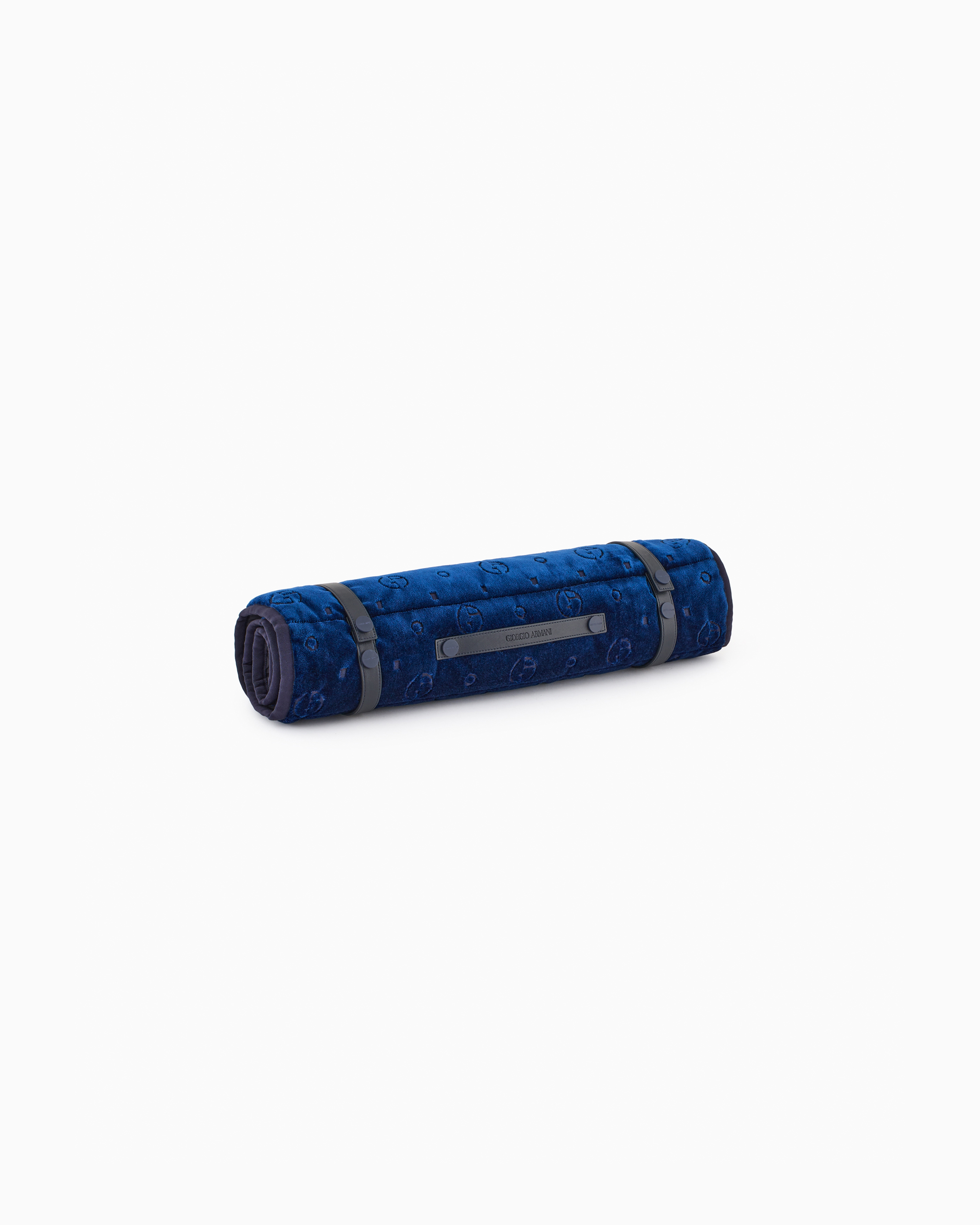 Giorgio Armani Poldo X Travel Mat In Monogram Jacquard Velvet In Blue