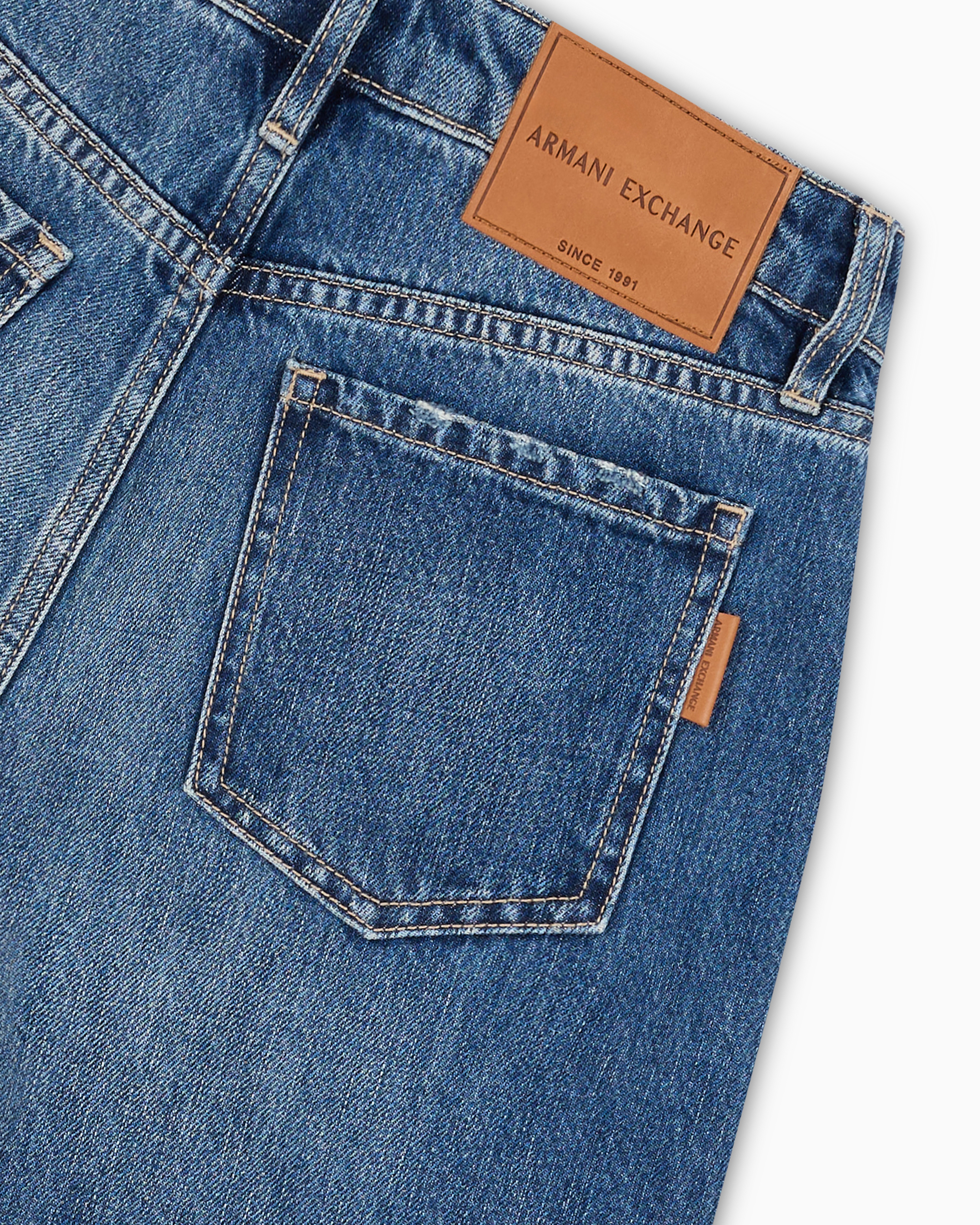 J38 Relaxed Fit Jeans in Indigo Rigid Cotton Denim | Armani
