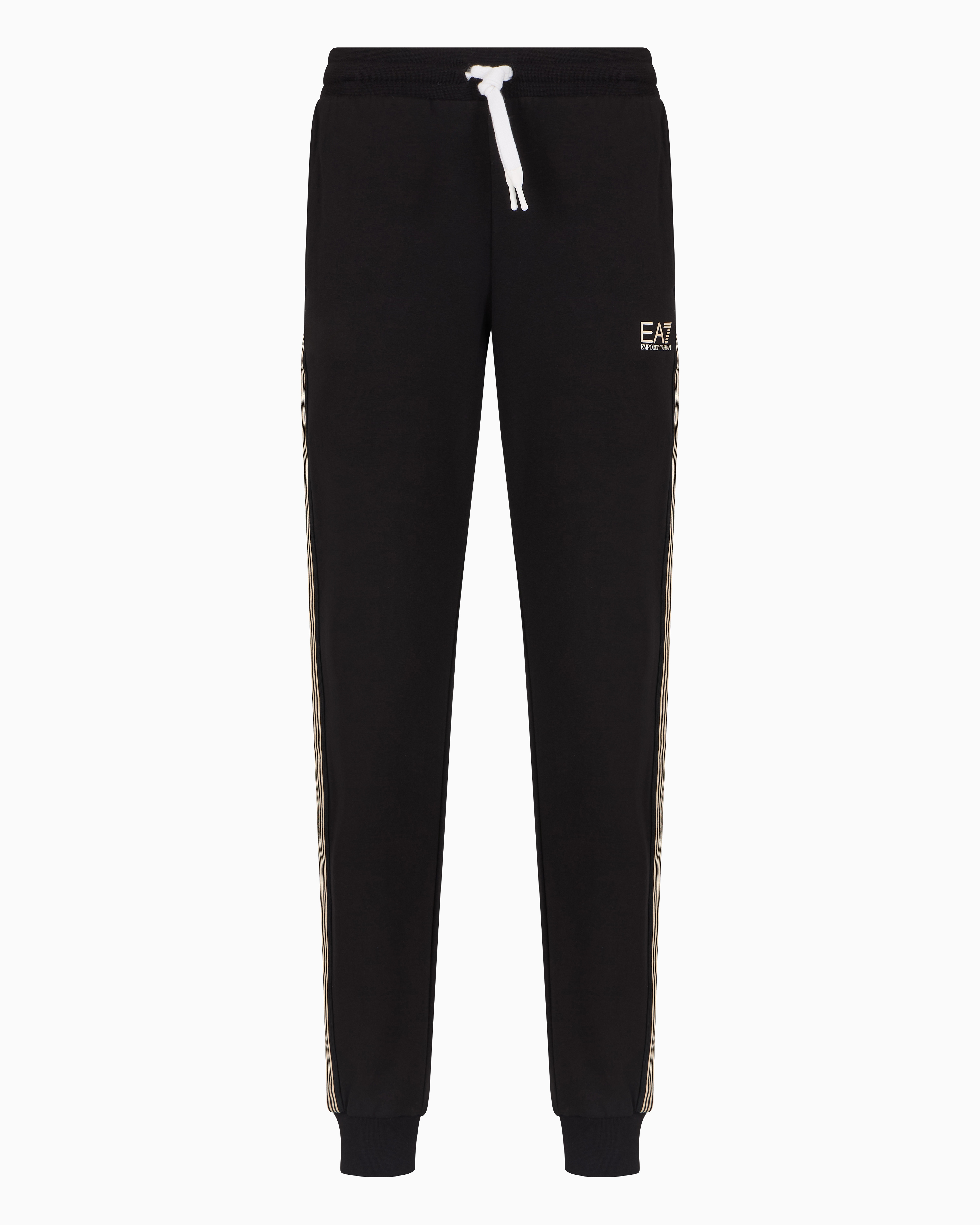 Ea7 Asv 7 Lines Recycled Cotton-blend Joggers In Black