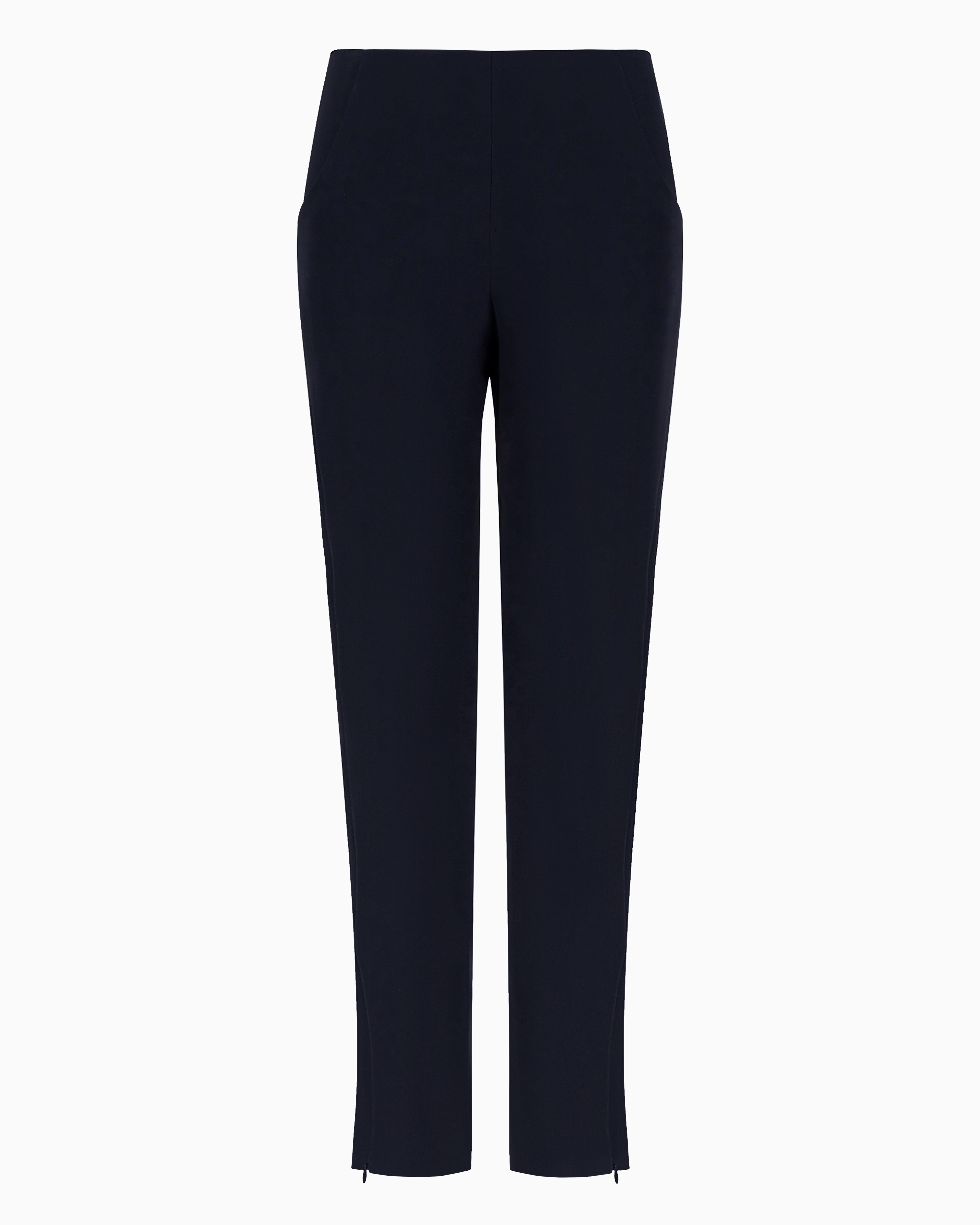 Giorgio Armani Official Store Cigarette Pants In Pure Silk In Navy Blue