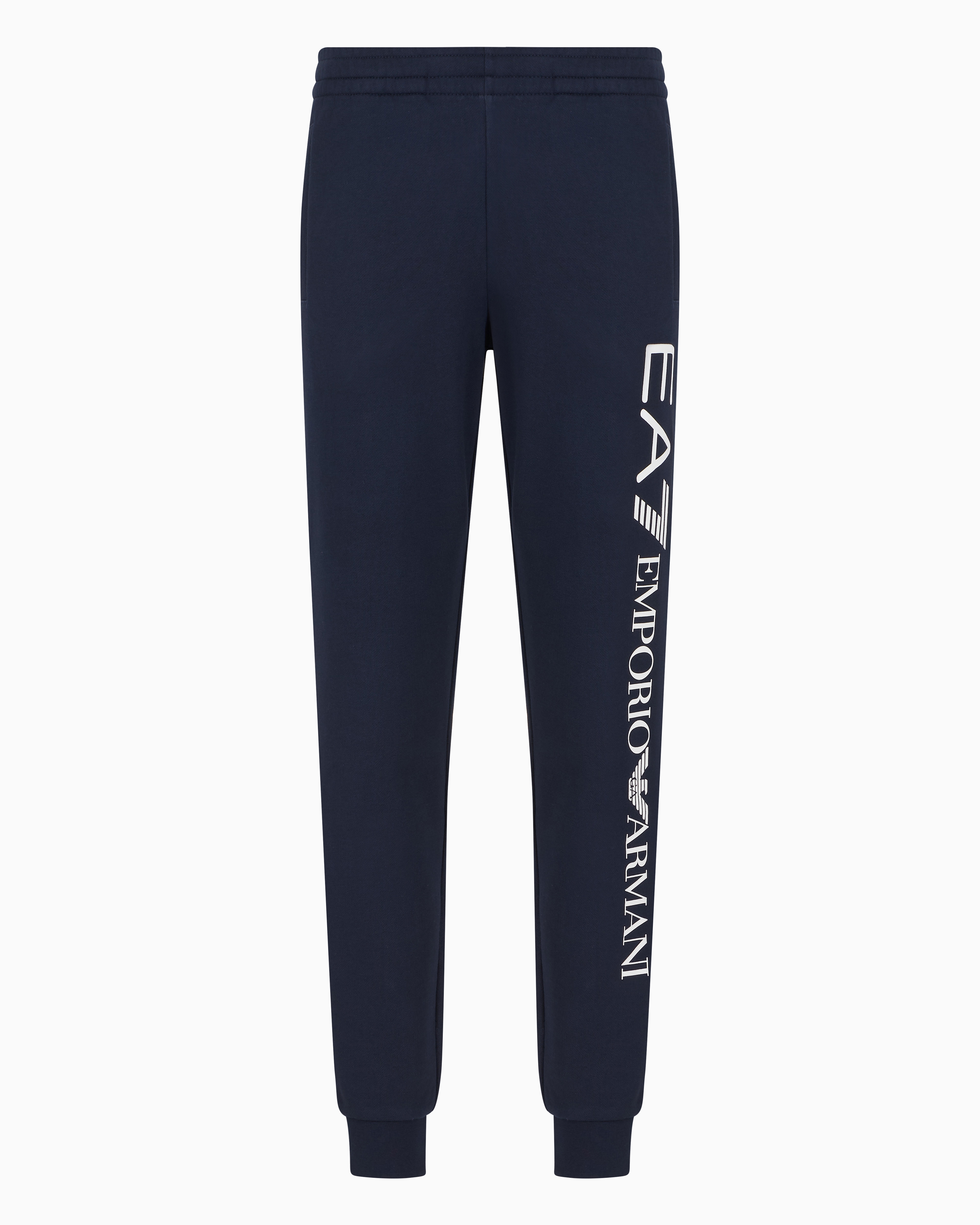 Ea7 Logo Series Cotton Joggers In Blue