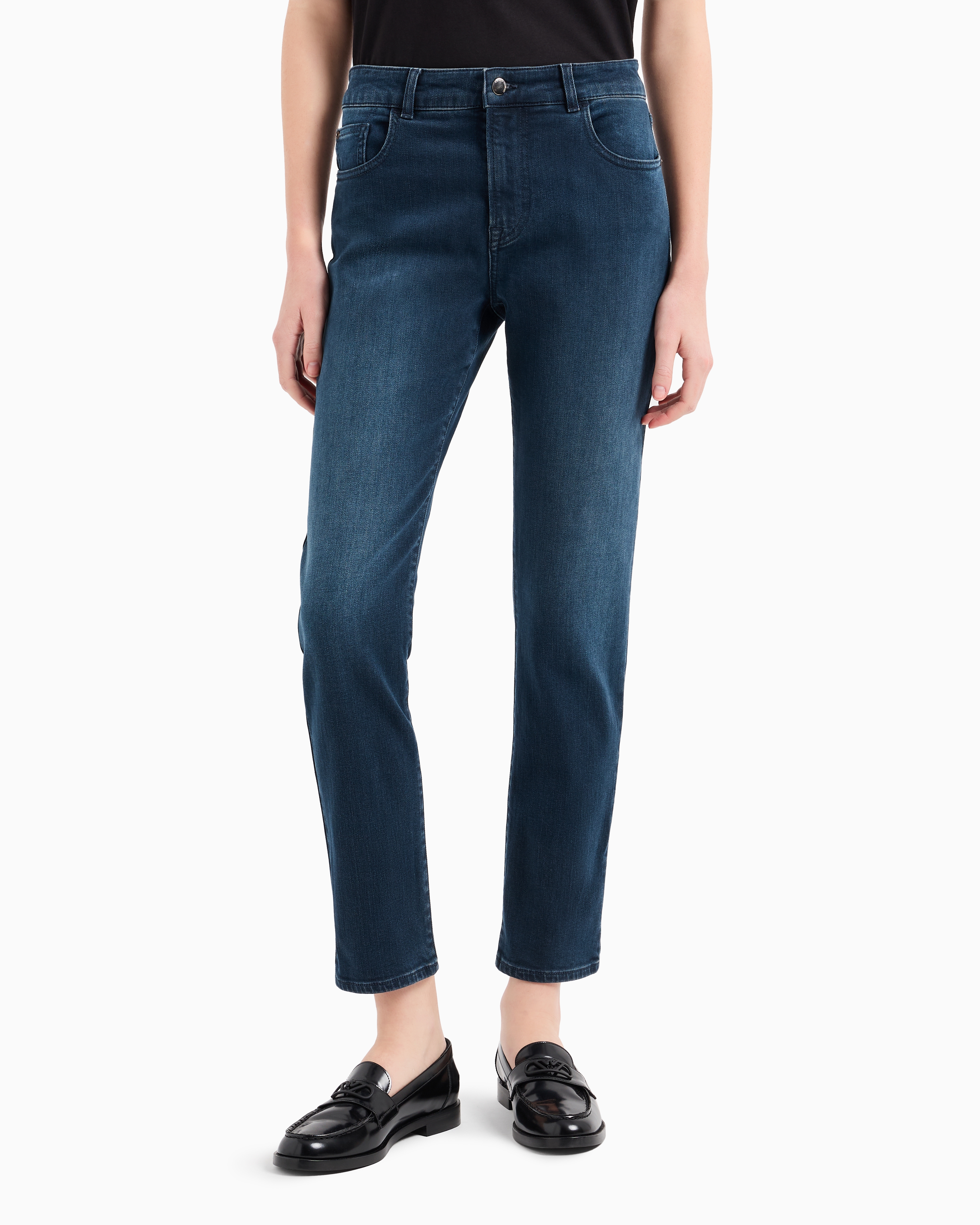 Shop Emporio Armani J36 Mid-rise, Straight-leg, Worn-look Denim Jeans In Blue