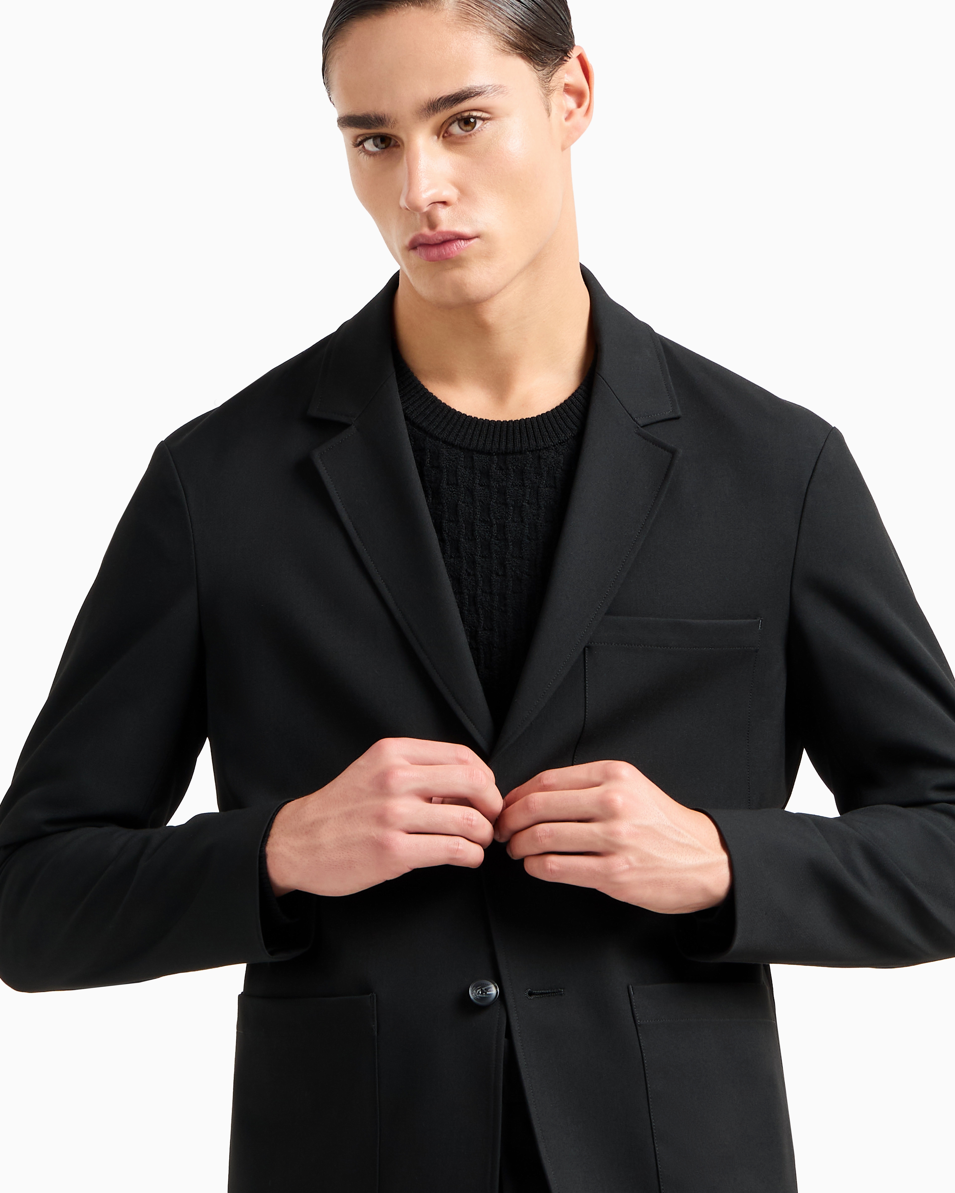シングルブレストジャケット コンパクトファブリック 紡毛仕上げ