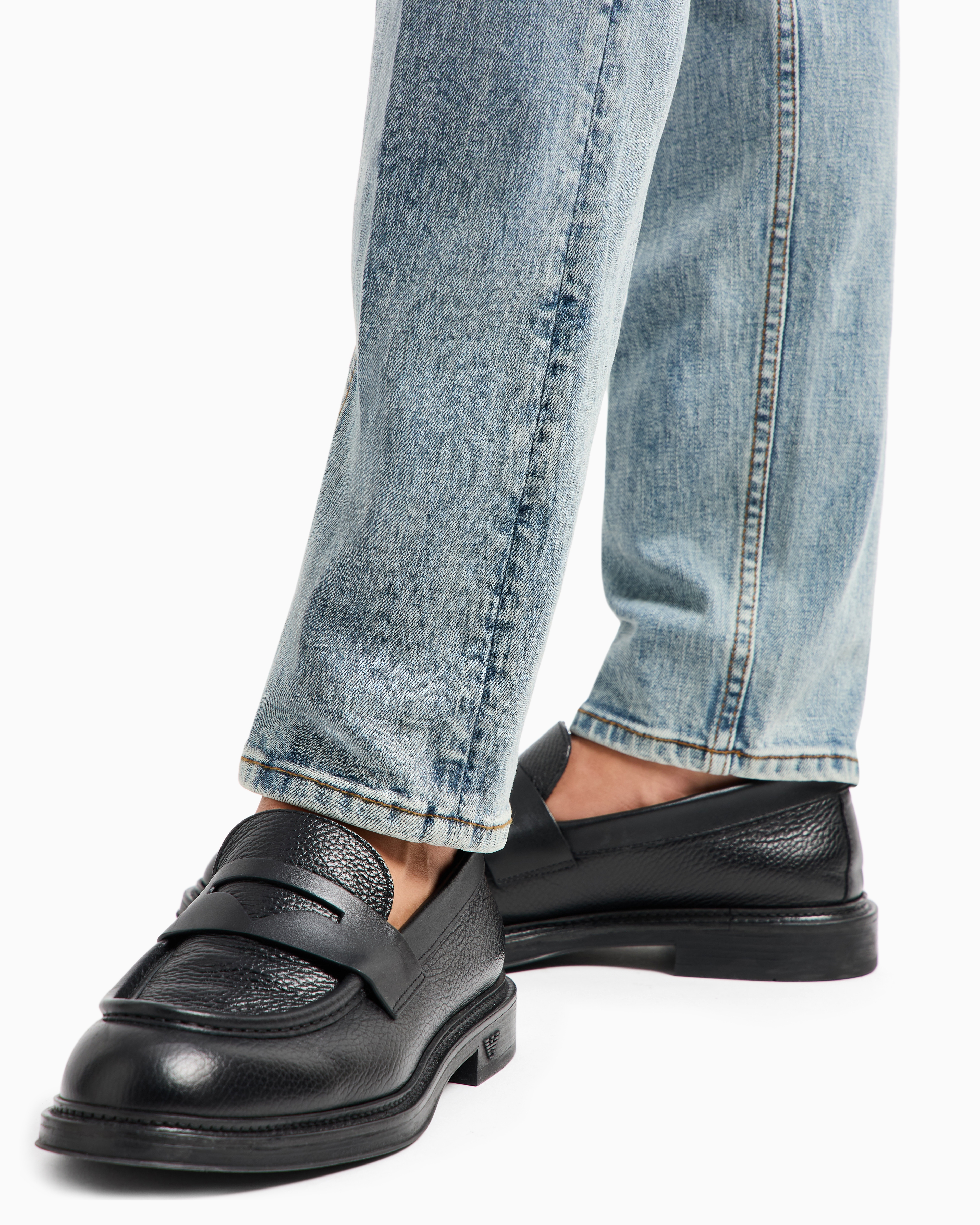 Emporio Armani J75 Slim-fit, Stone-washed Denim Jeans With Whisker Lines In Blue