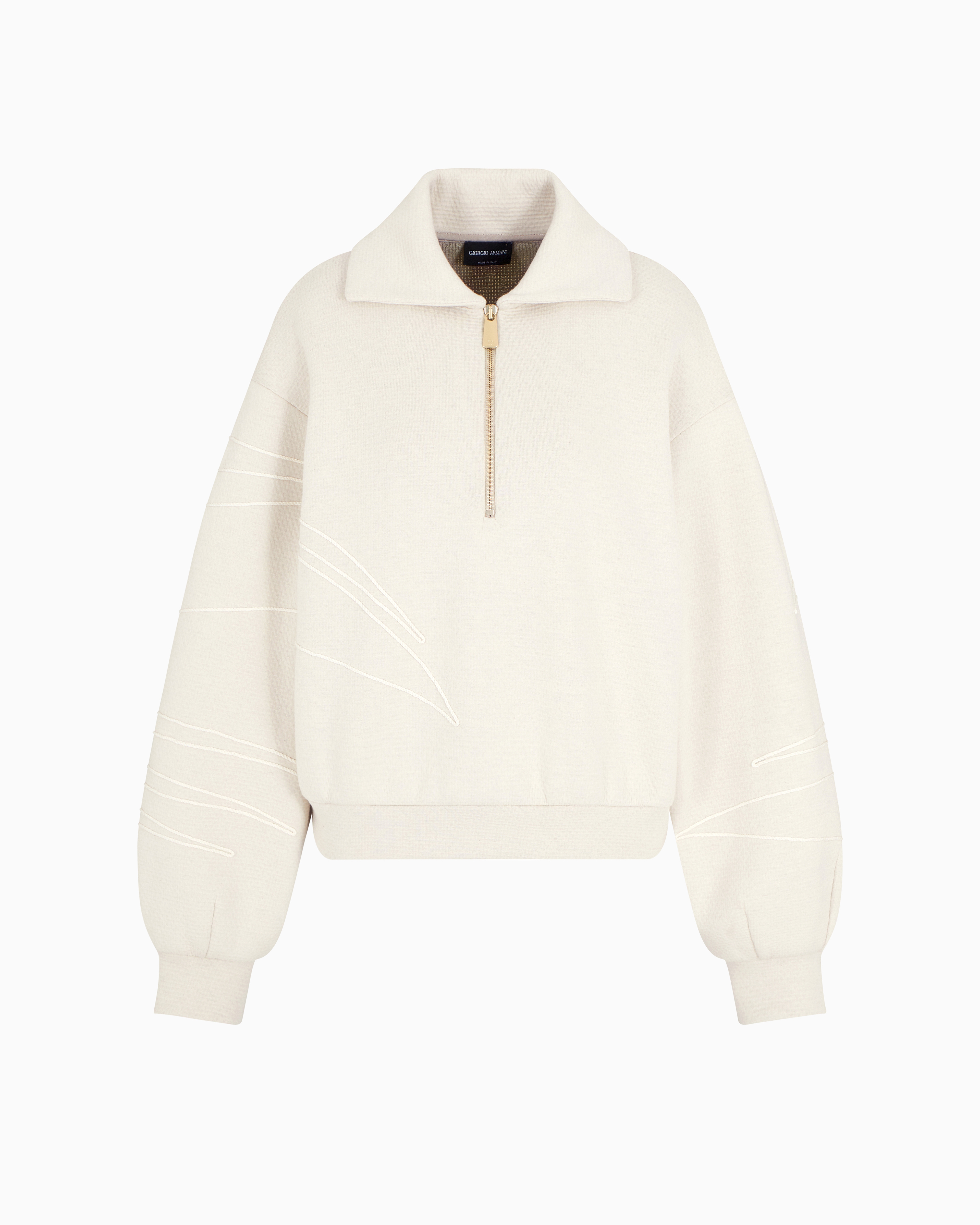 Giorgio Armani Cotton And Linen-blend Jersey Sweatshirt In White
