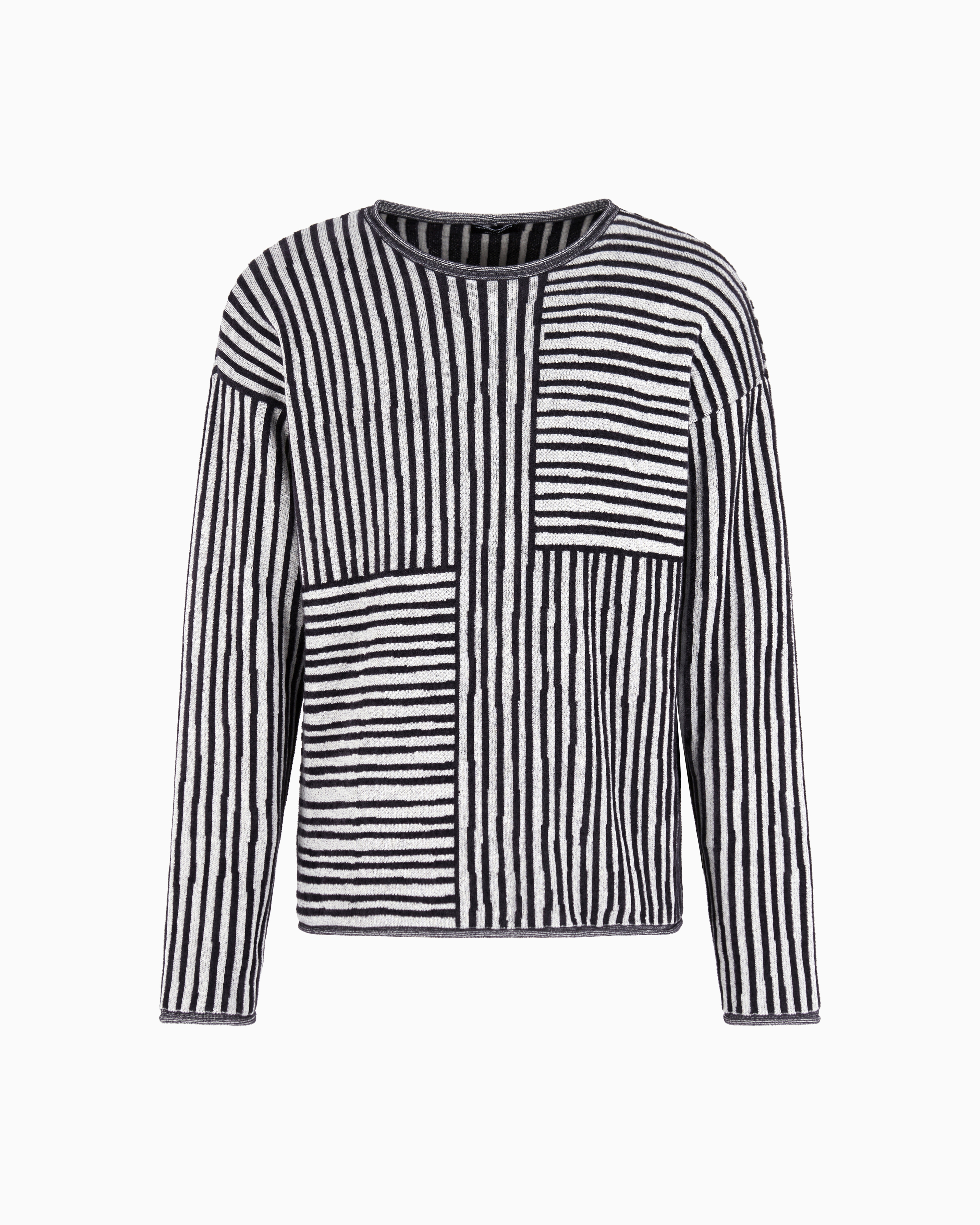 Giorgio Armani Crew-neck Jumper In A Viscose And Cotton Jacquard