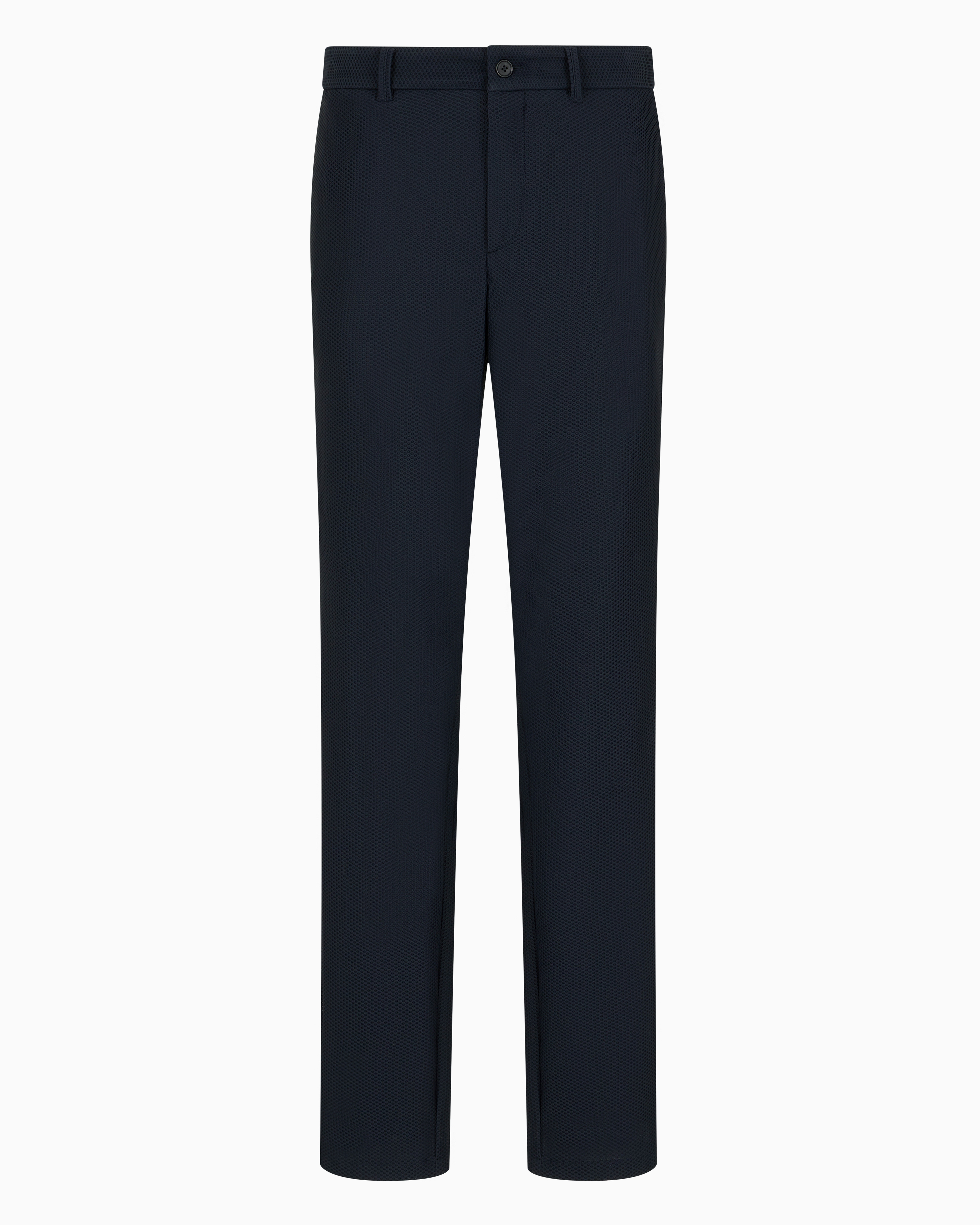 Giorgio Armani Technical Waffle Flat-front Trousers In Blue