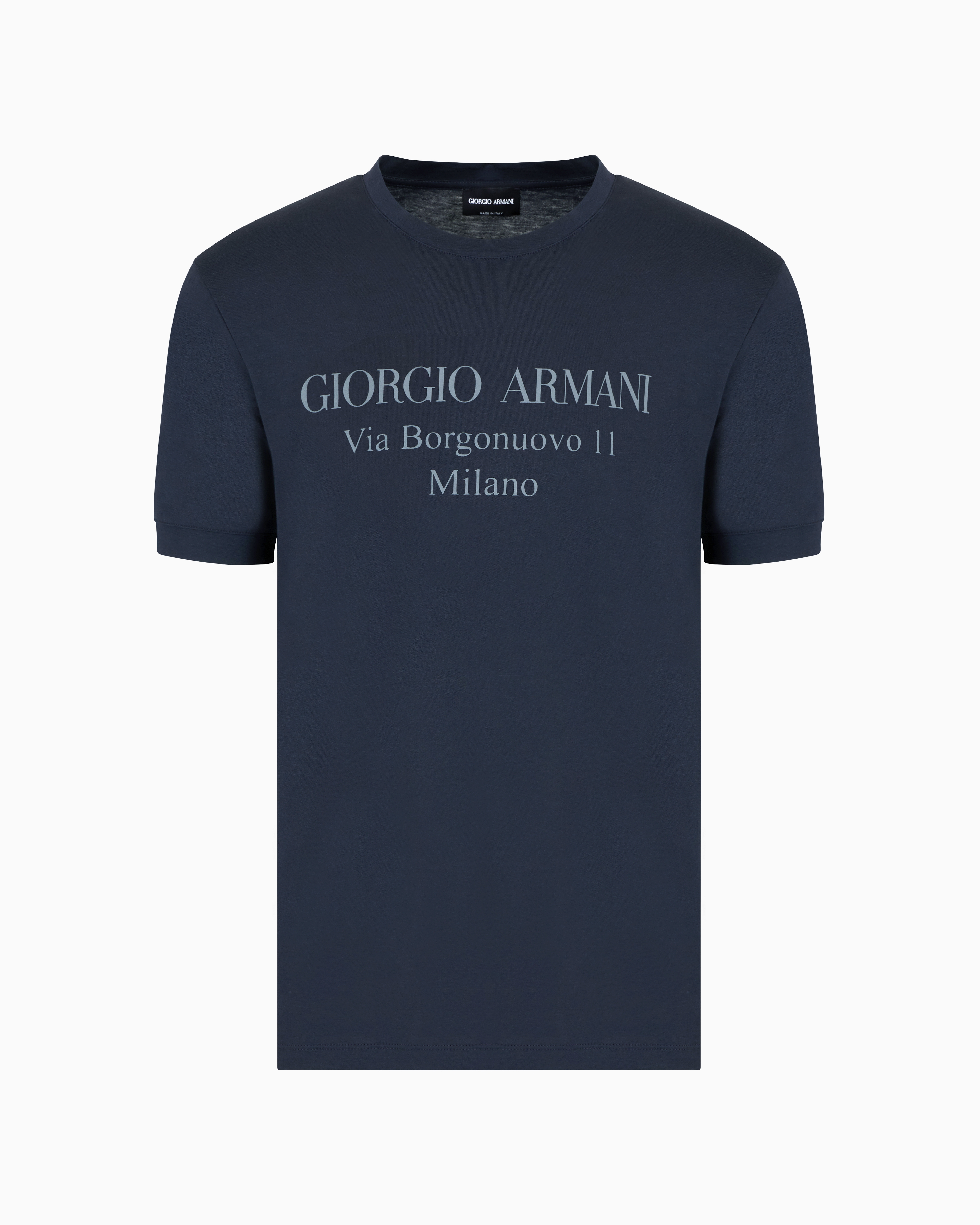 Giorgio Armani Official Store Borgonuovo 11 T-shirt In Pima Cotton Jersey In Midnight Blue