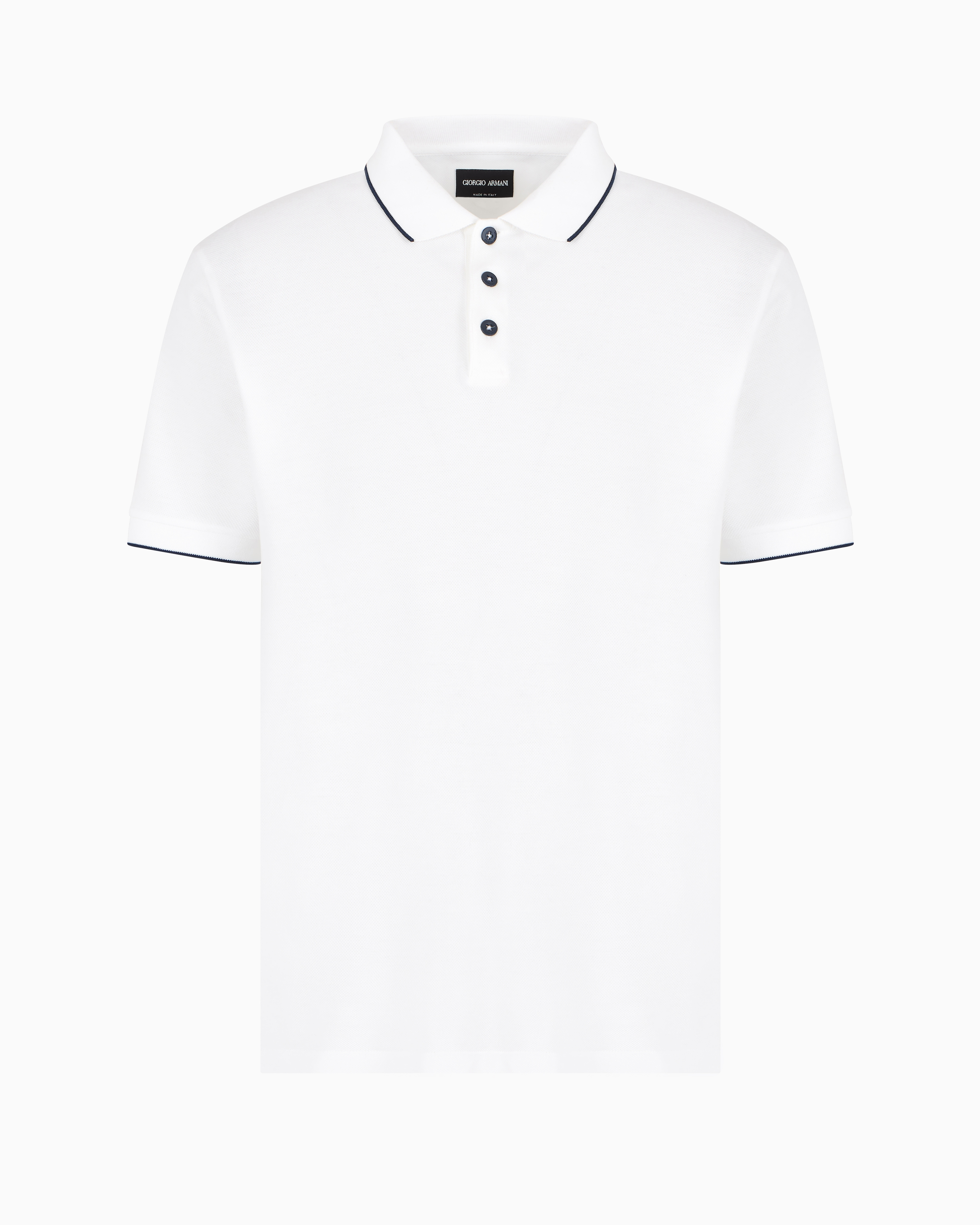 Giorgio Armani Piqué Polo Shirt In Lisle Cotton Yarn In White