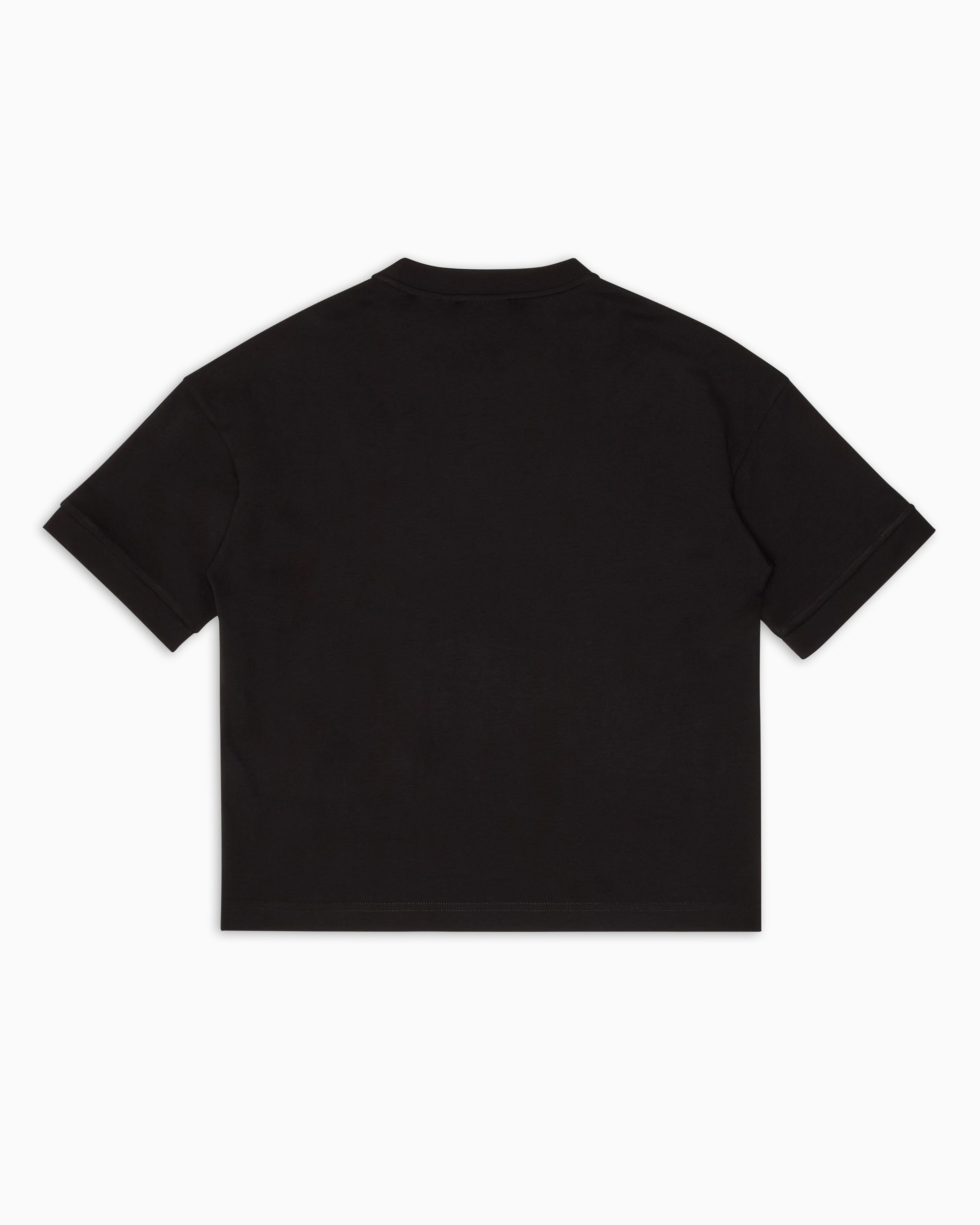 Ea7 Logo Series Boy Cotton Crew-neck T-shirt In Black