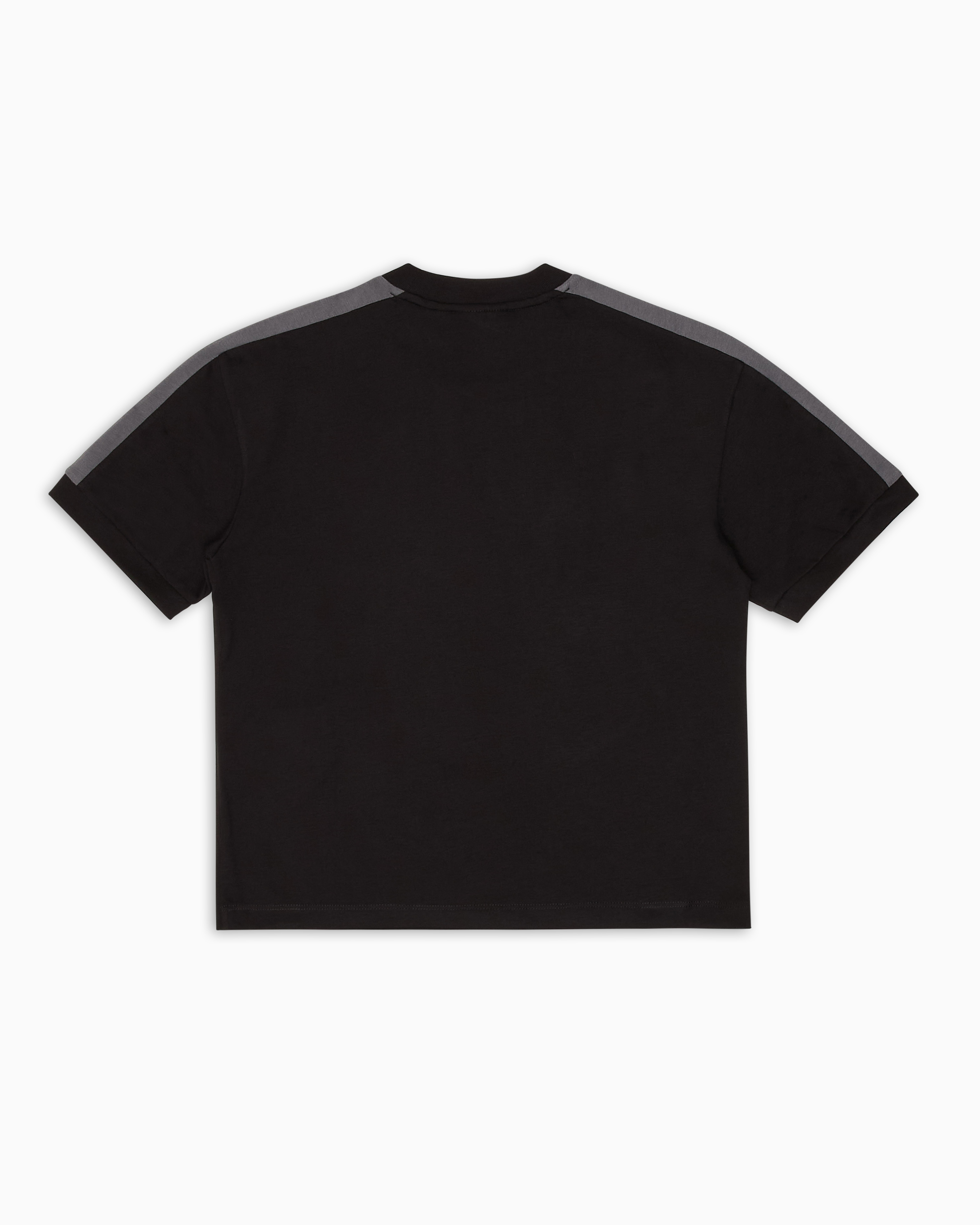 Ea7 Athletic Colour Block Boy Cotton Crew-neck T-shirt In Black