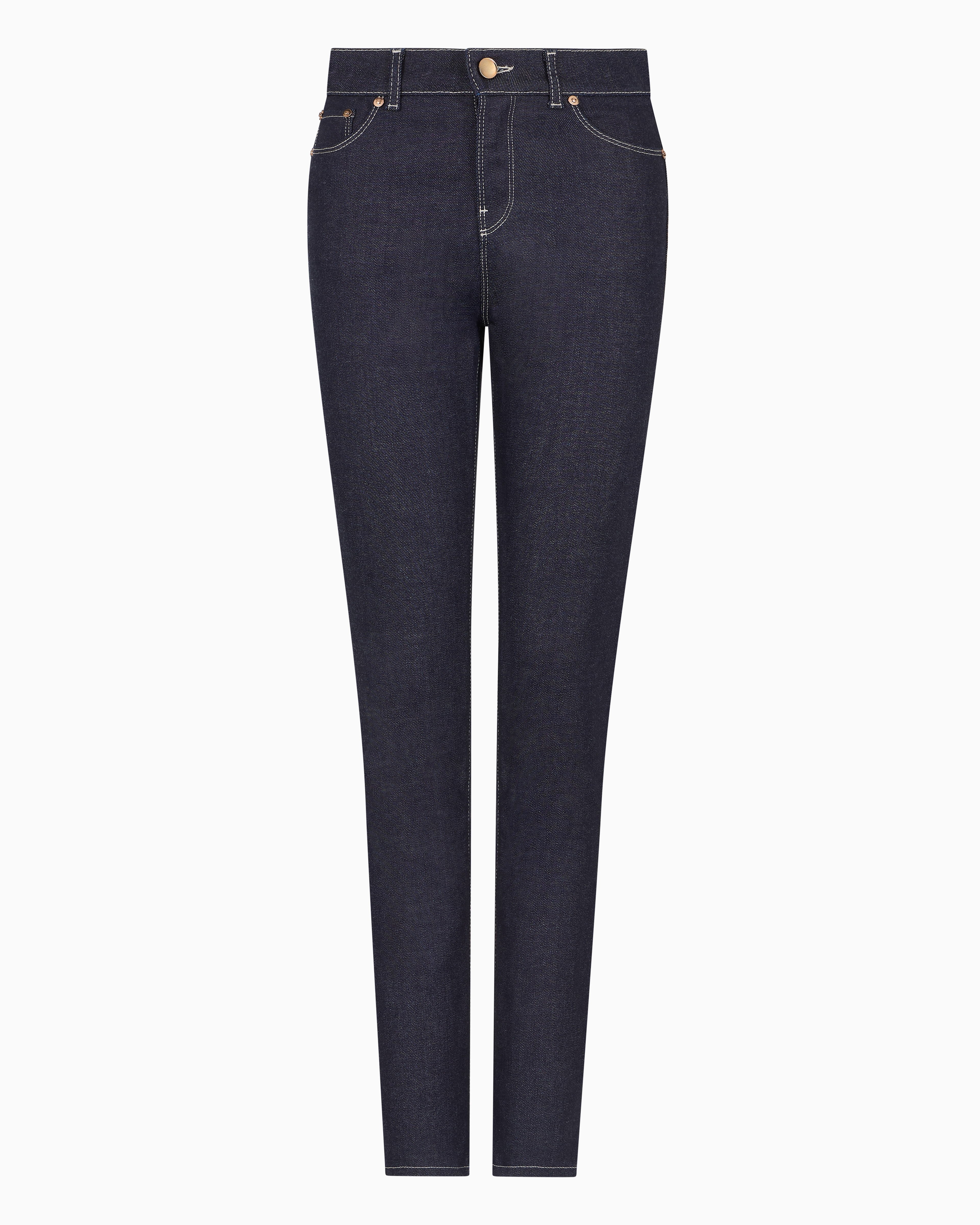 Giorgio Armani Five-pocket, Slim-fit, Stretch Cotton-denim Trousers In Navy_blue