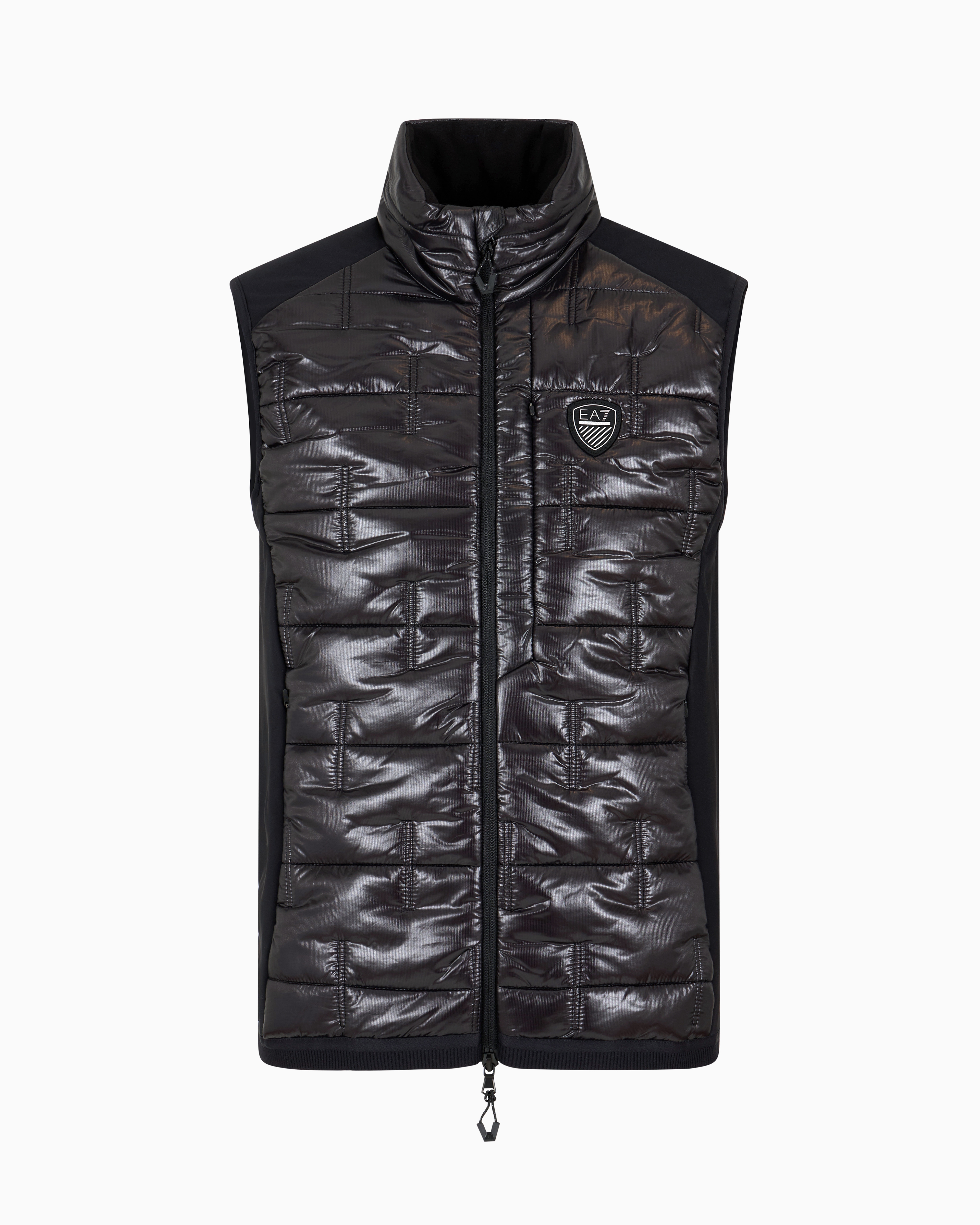 Ea7 Recycled Nylon Technical Ski Gilet In Black