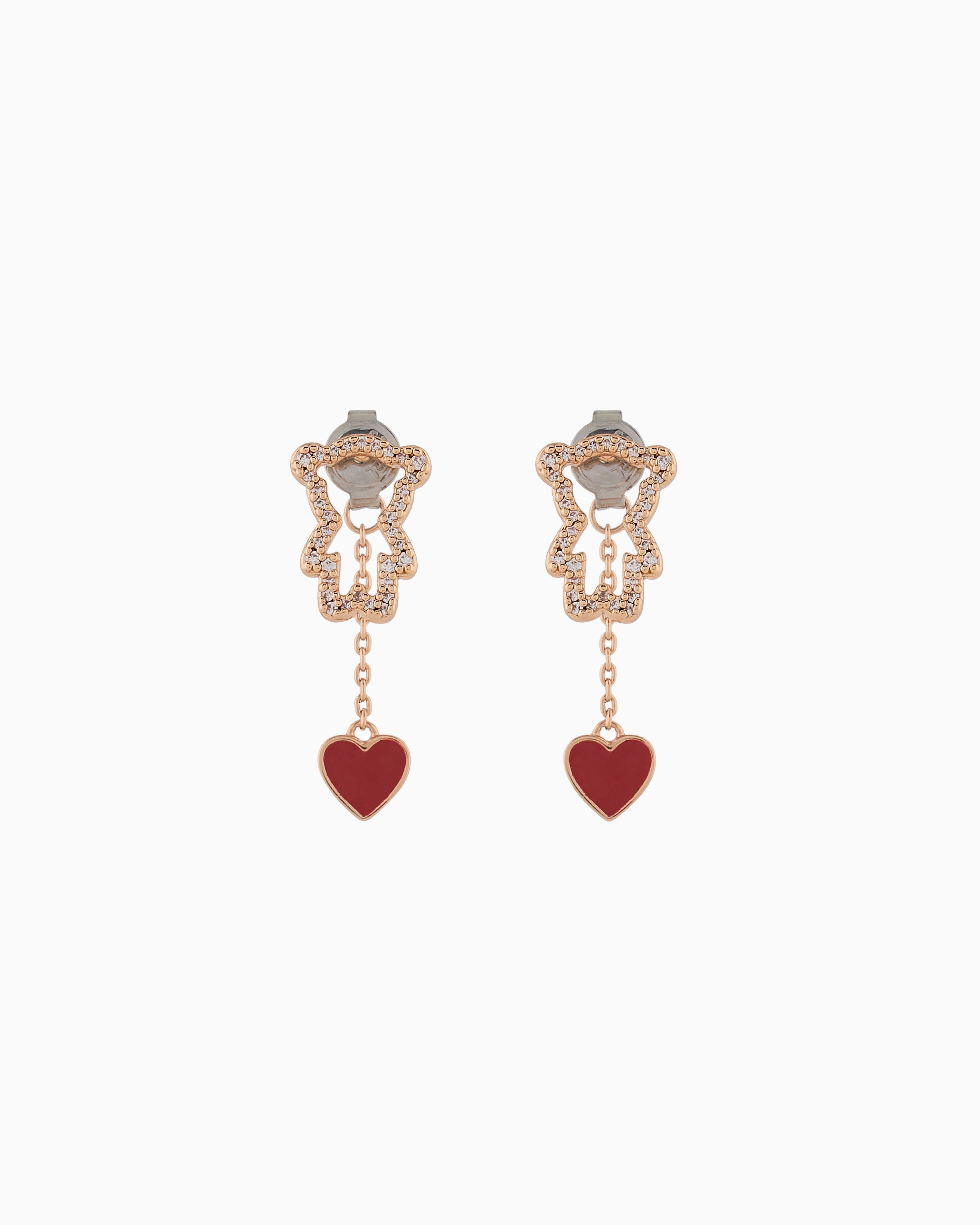 Emporio Armani 14k Rose Gold-plated Brass Stud Earrings In Multicoloured