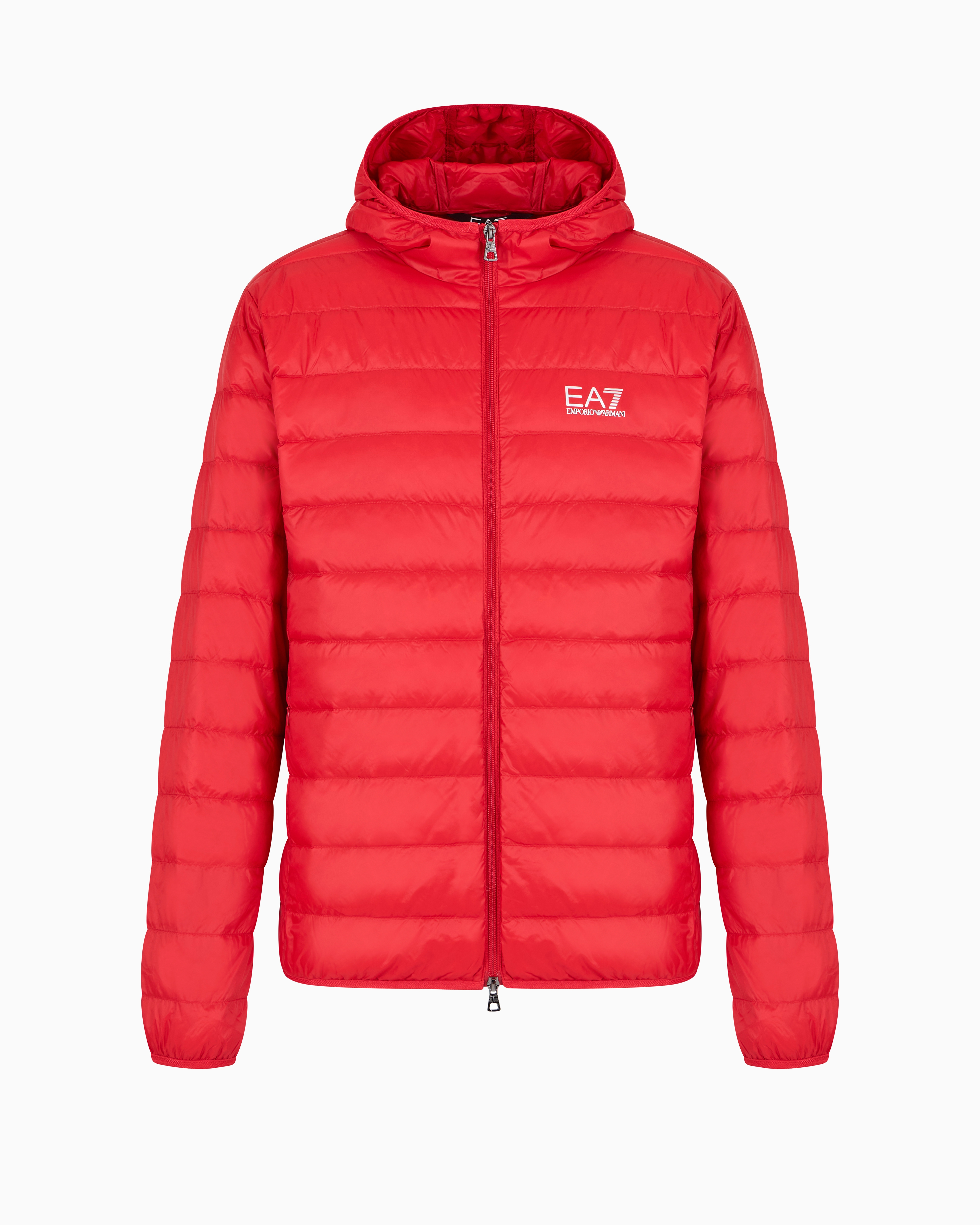Ea7 Official Store Core Identity Packable Down Jacket With Hood In Red