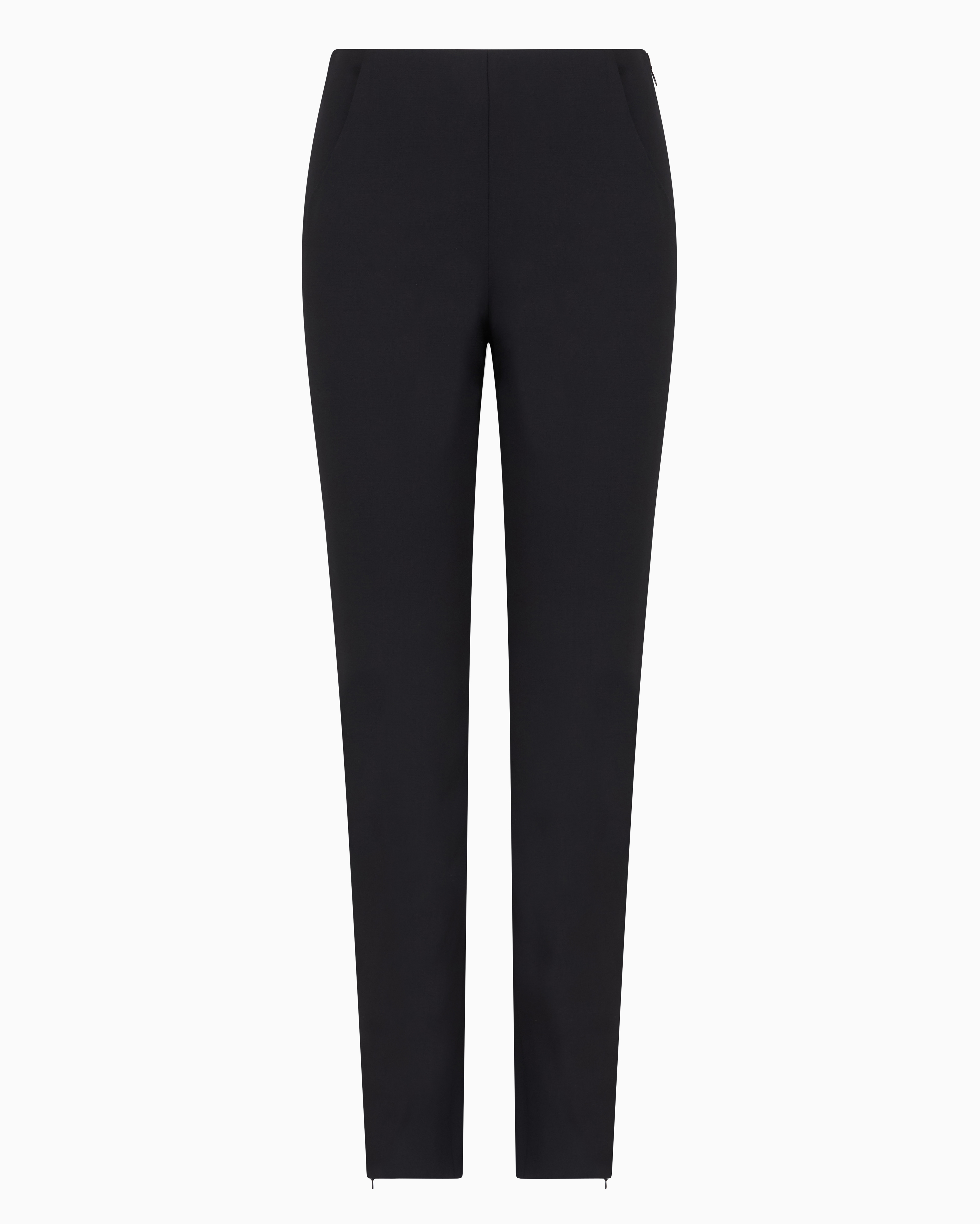 Shop Giorgio Armani Wool Crepe Pants In Navy Blue