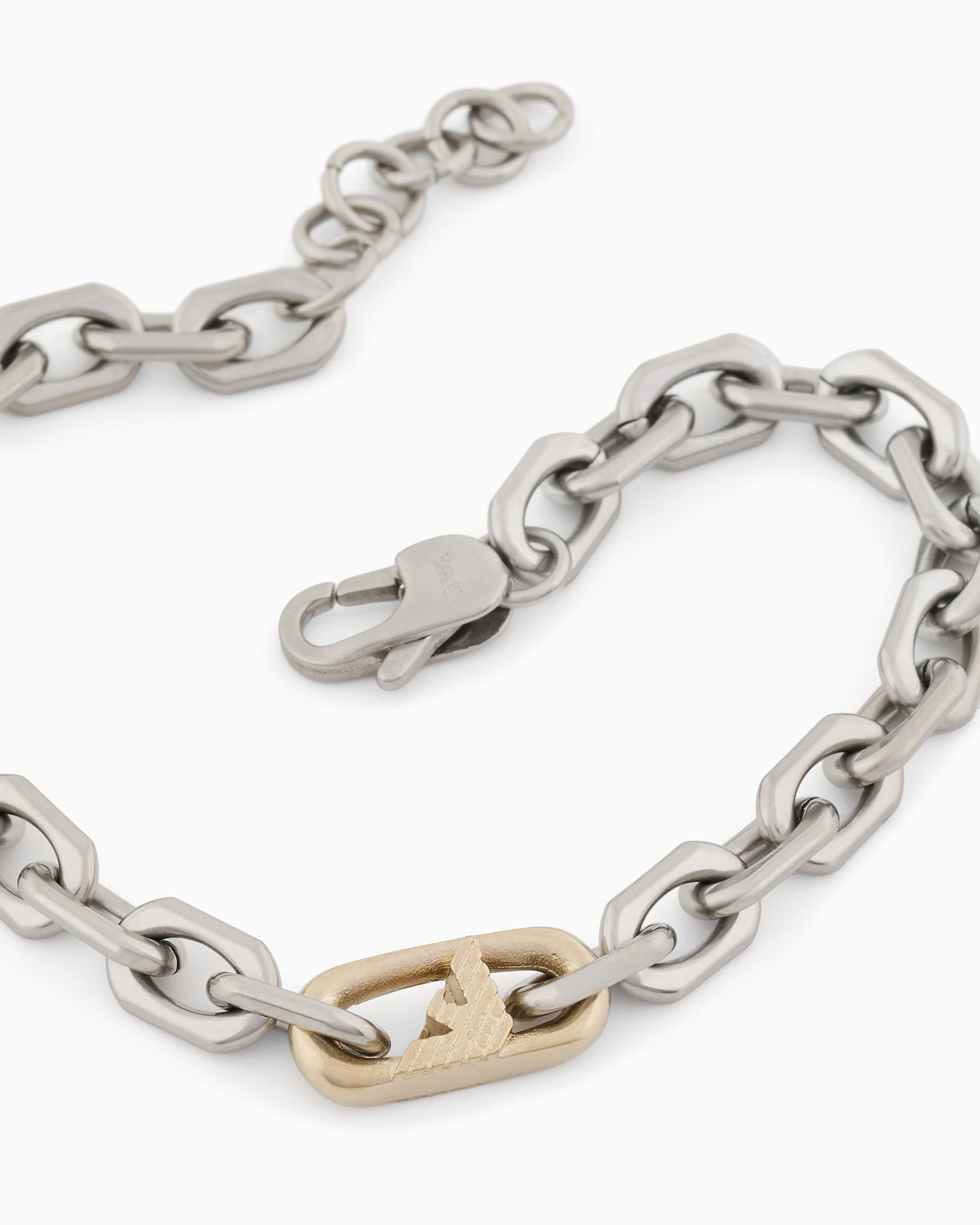 Shop Emporio Armani Two-tone Stainless Steel Chain Bracelet In Multicoloured