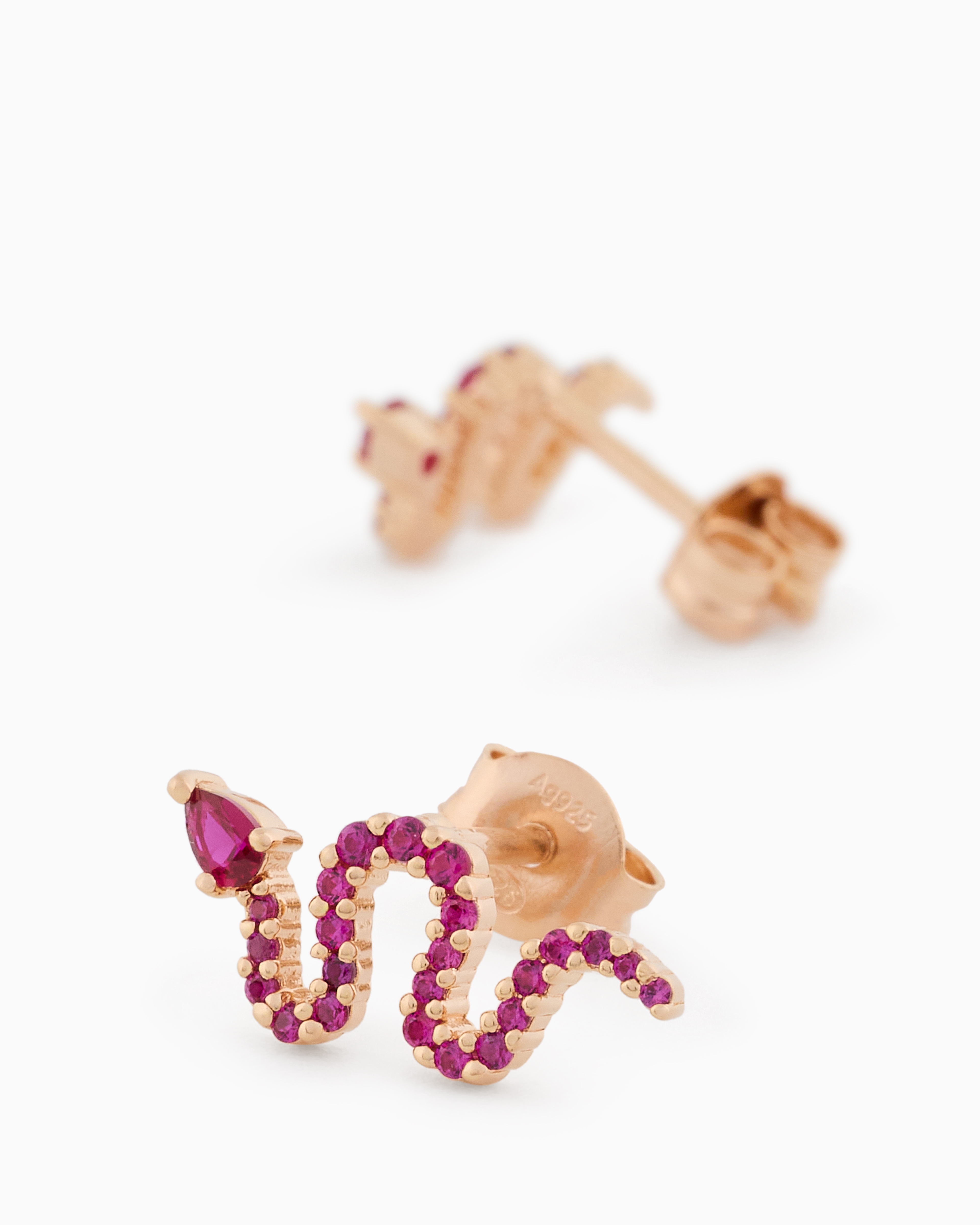 Emporio Armani 14k Rose Gold-plated Sterling Silver Stud Earrings In Multicoloured