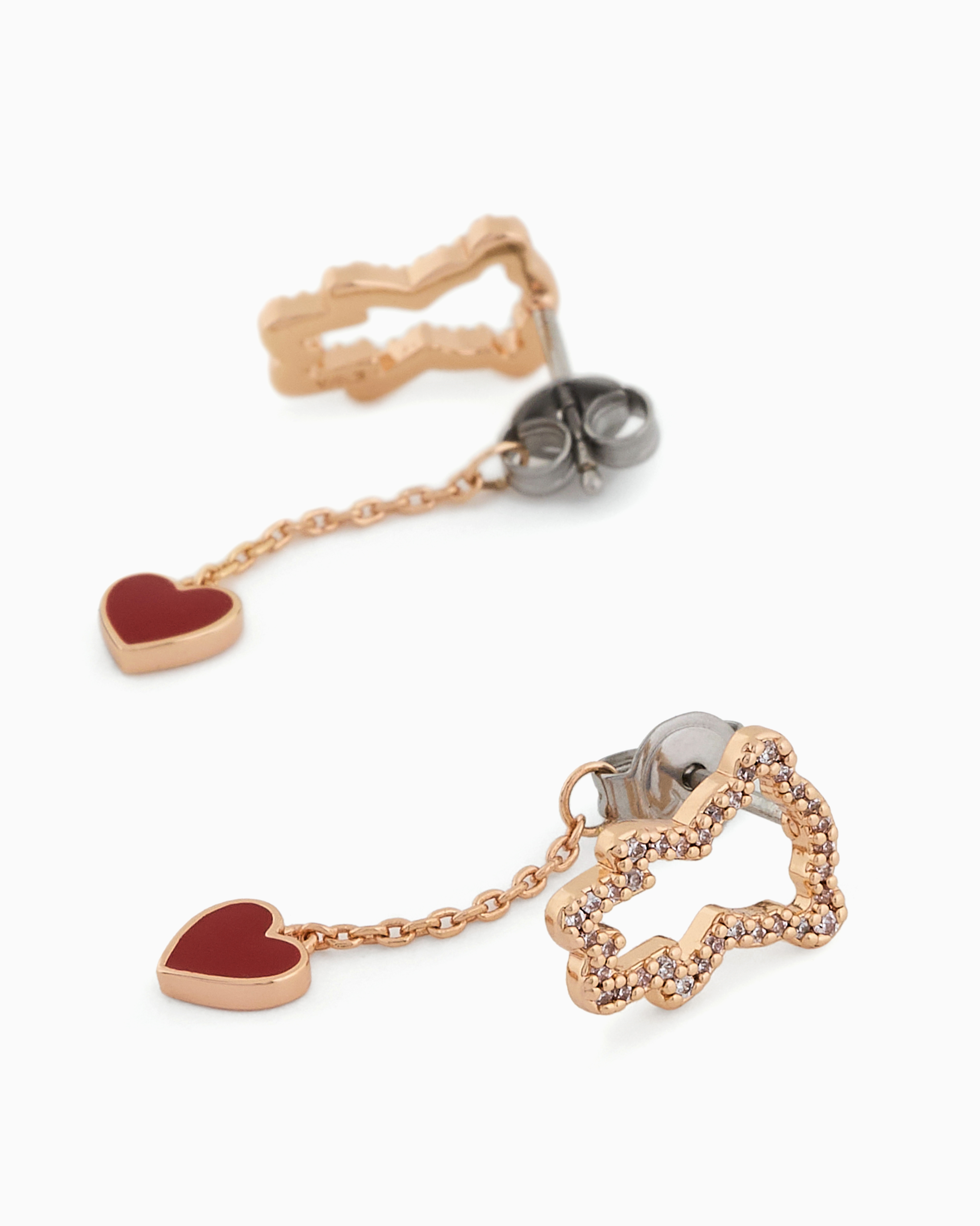 Emporio Armani 14k Rose Gold-plated Brass Stud Earrings In Multicoloured