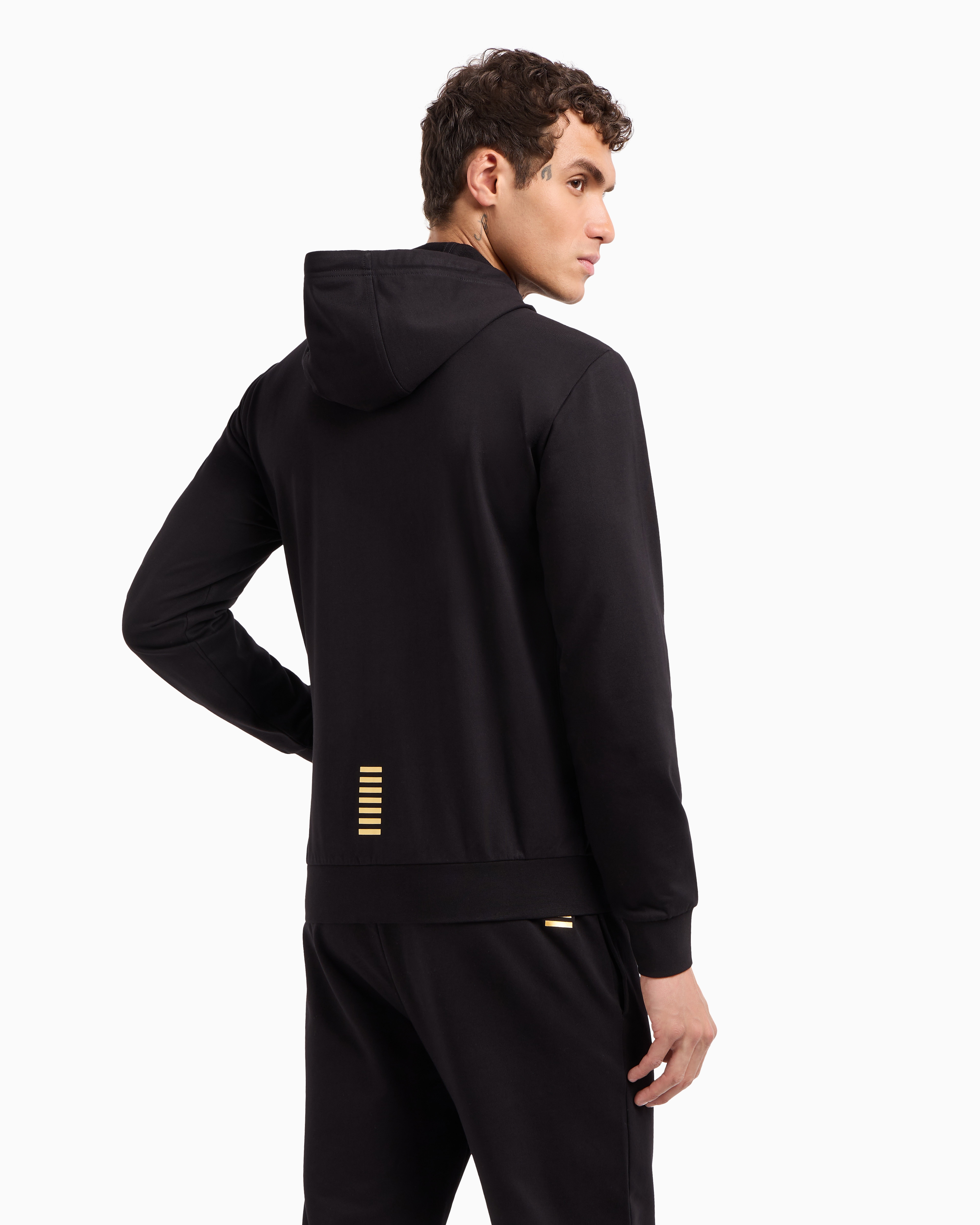 Ea7 Official Store Core Identity Cotton Hooded Sweatshirt In Black