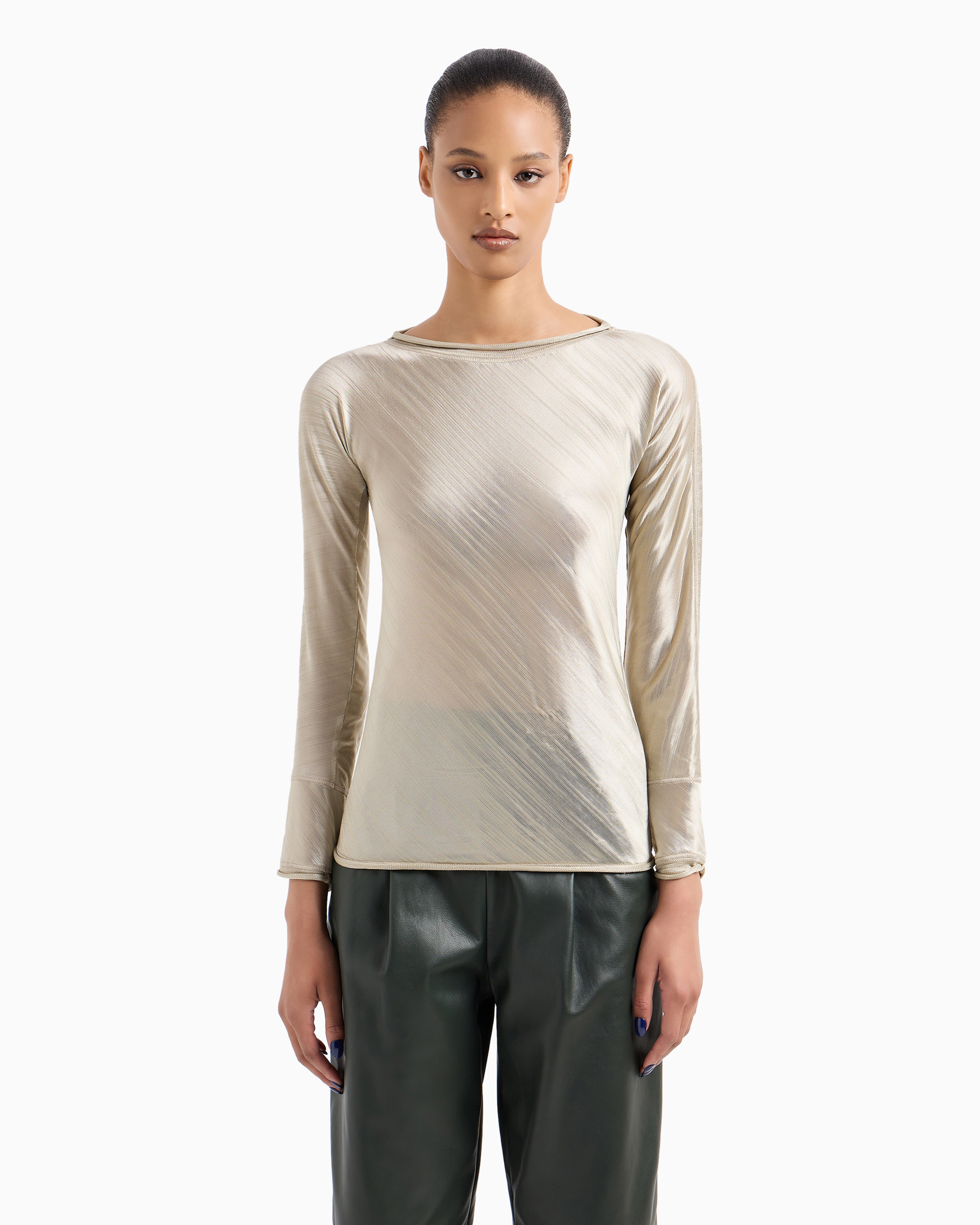 Giorgio Armani Official Store Knitted Tops In Gold