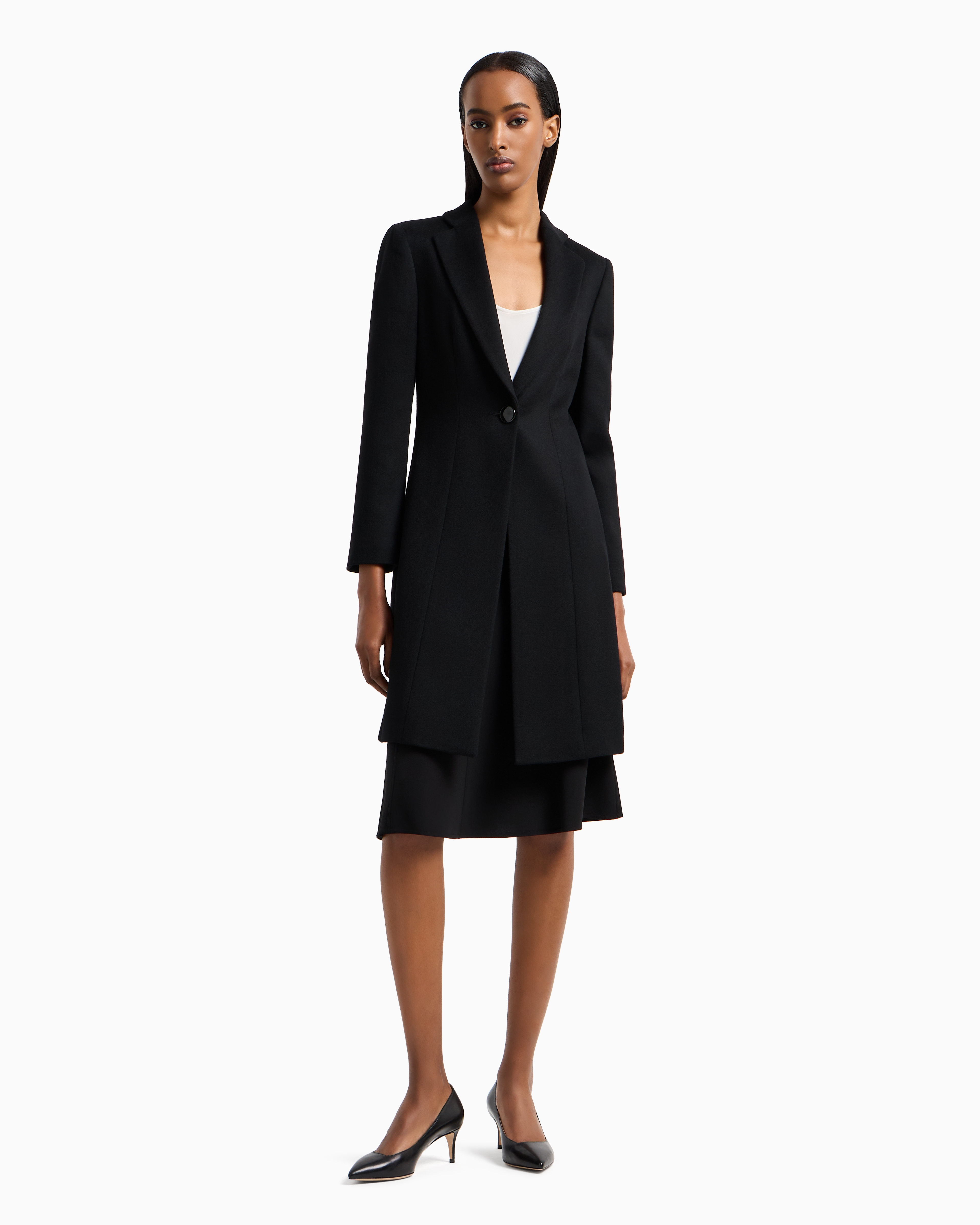 Shop Giorgio Armani Pure Cashmere Single-breasted Coat In Black