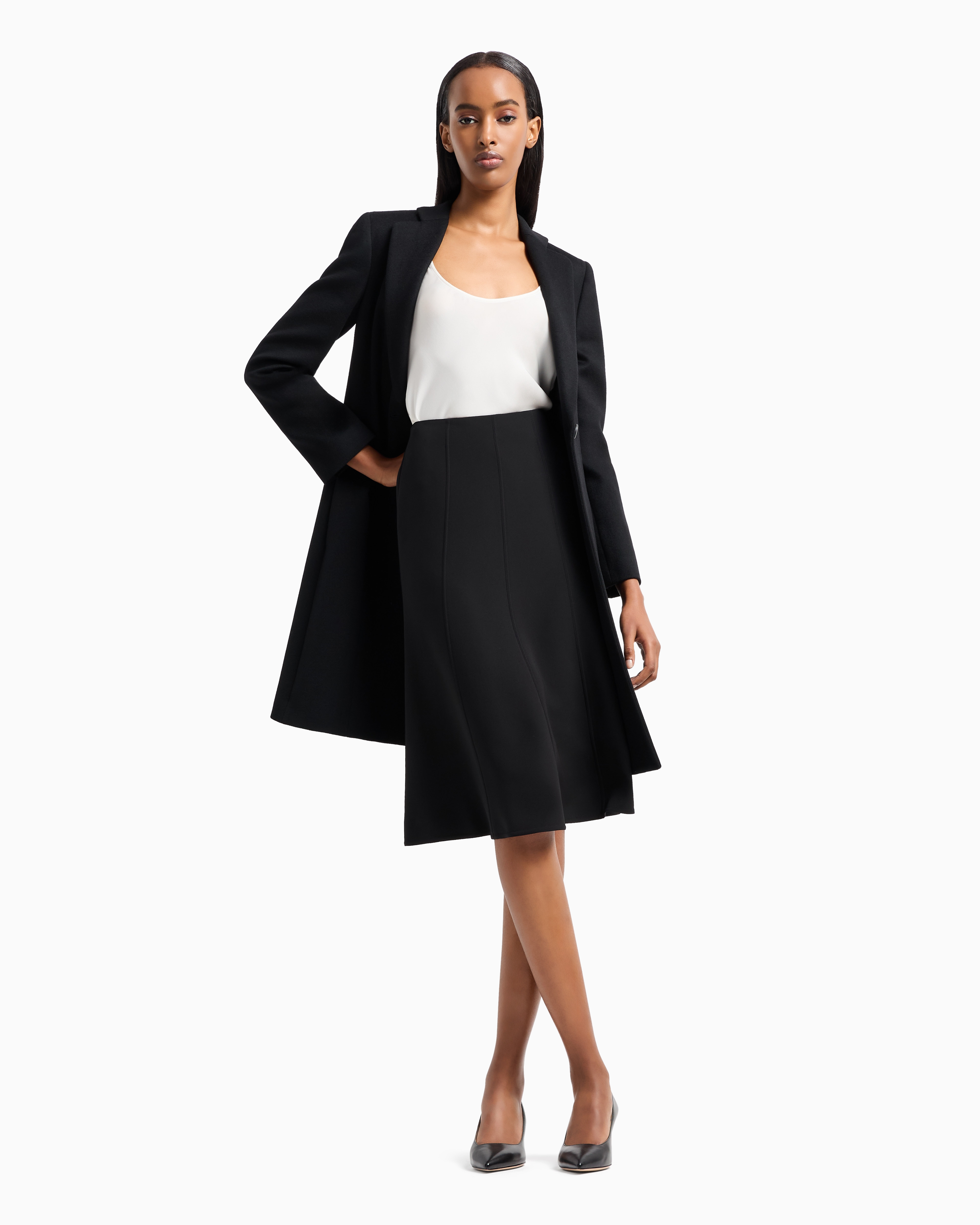 Shop Giorgio Armani Pure Cashmere Single-breasted Coat In Black