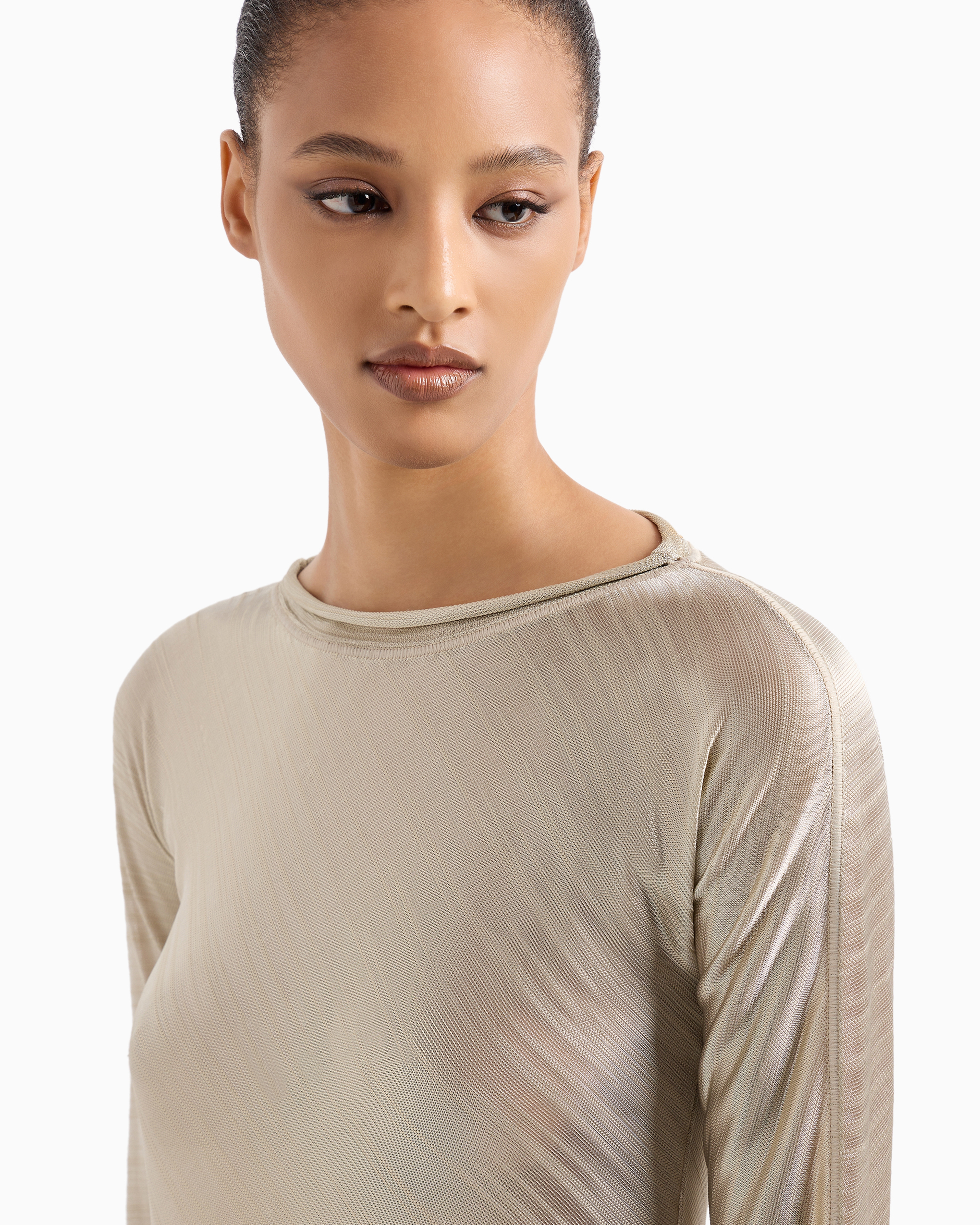 Giorgio Armani Official Store Knitted Tops In Gold