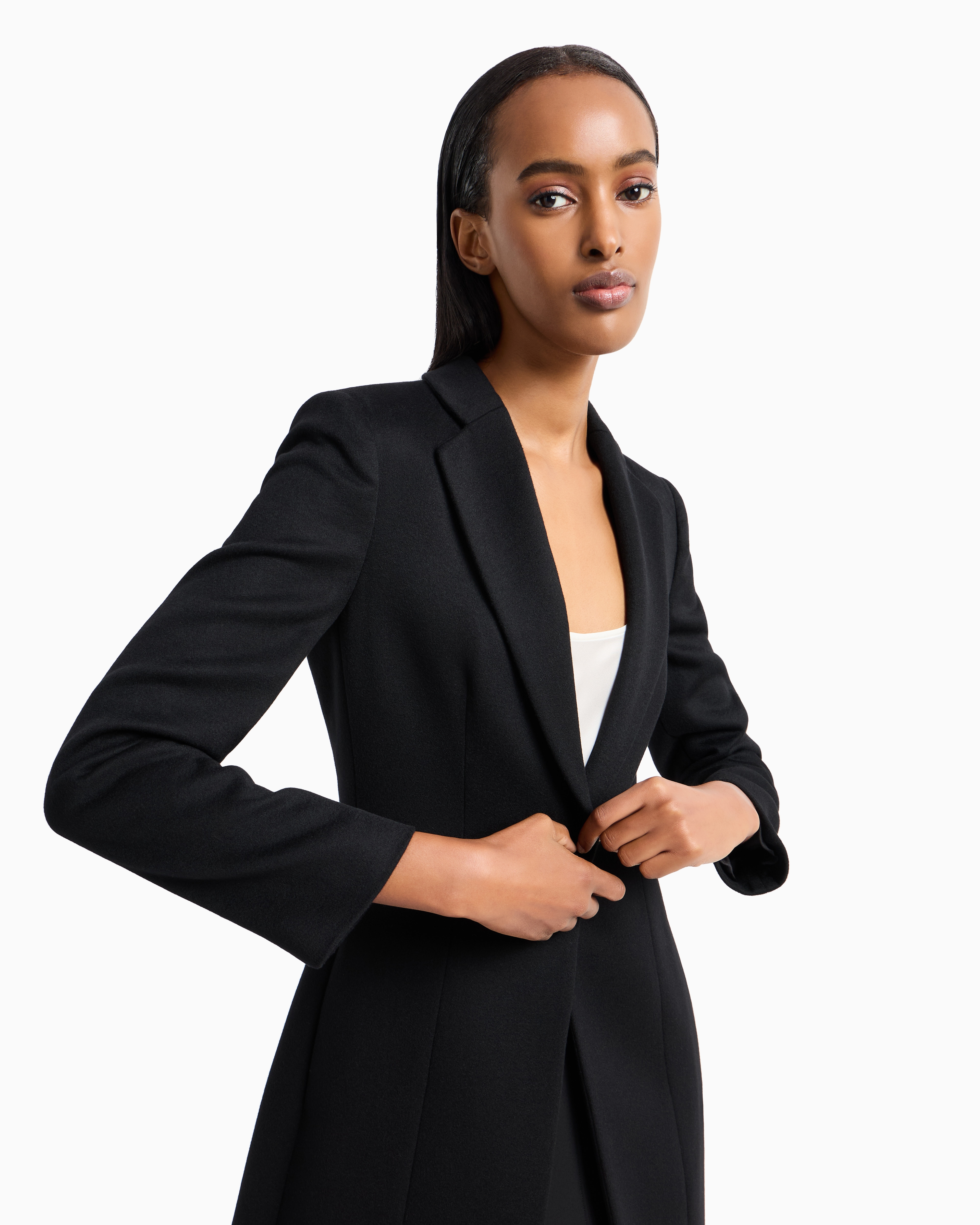 Shop Giorgio Armani Pure Cashmere Single-breasted Coat In Black