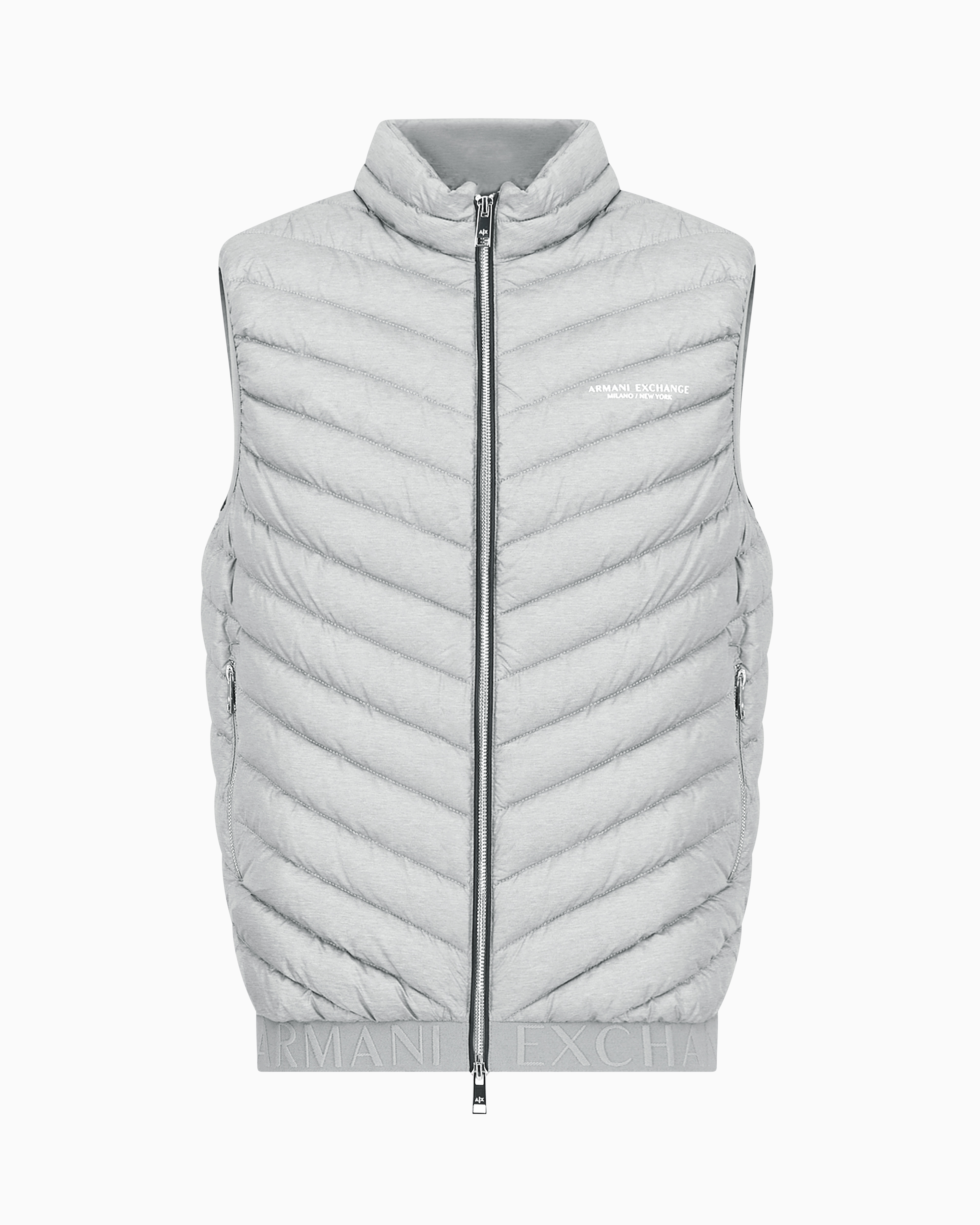 Shop Armani Exchange Double-face Padded Sleeveless Down Jacket In Grey