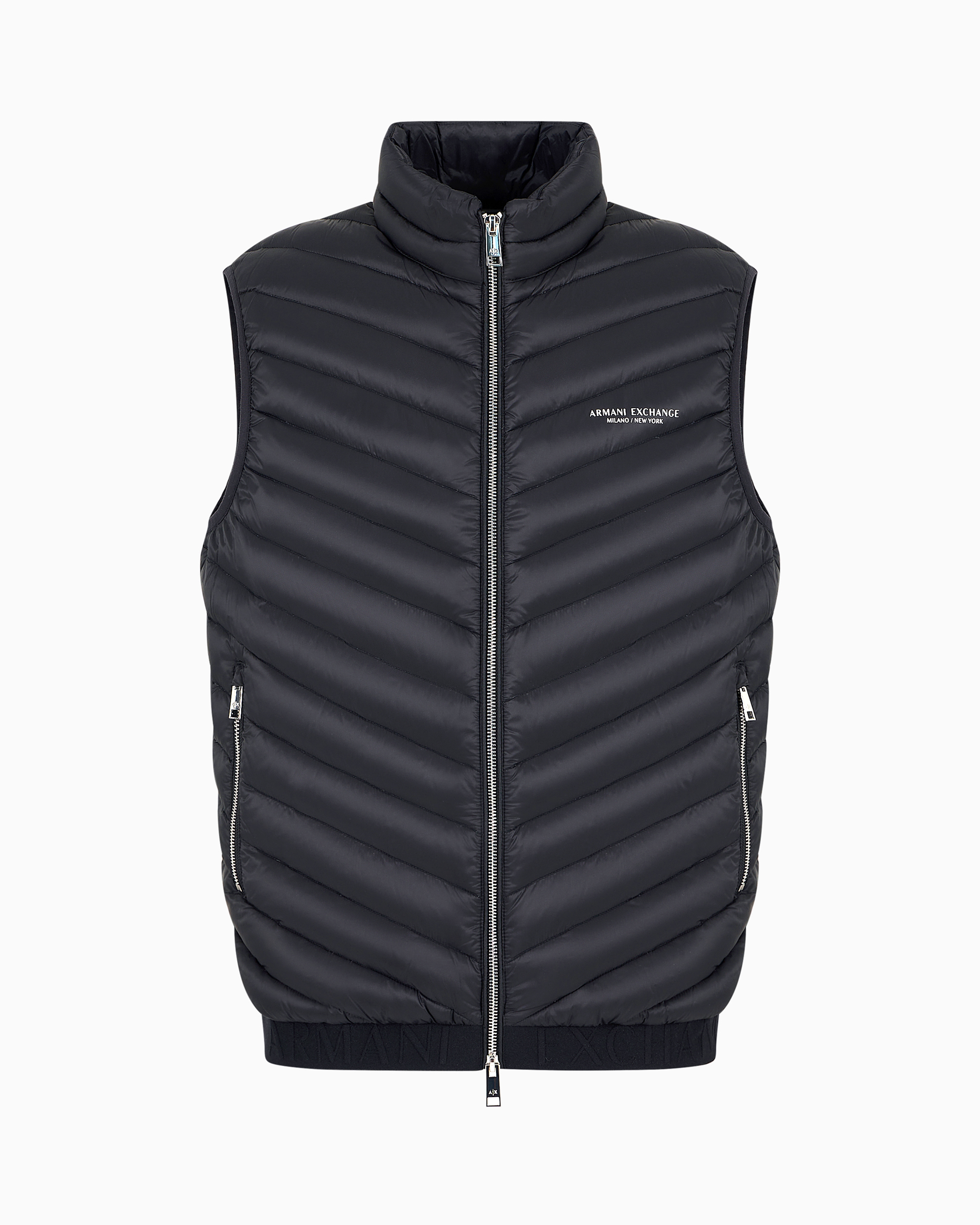 Shop Armani Exchange Double-face Padded Sleeveless Down Jacket In Black